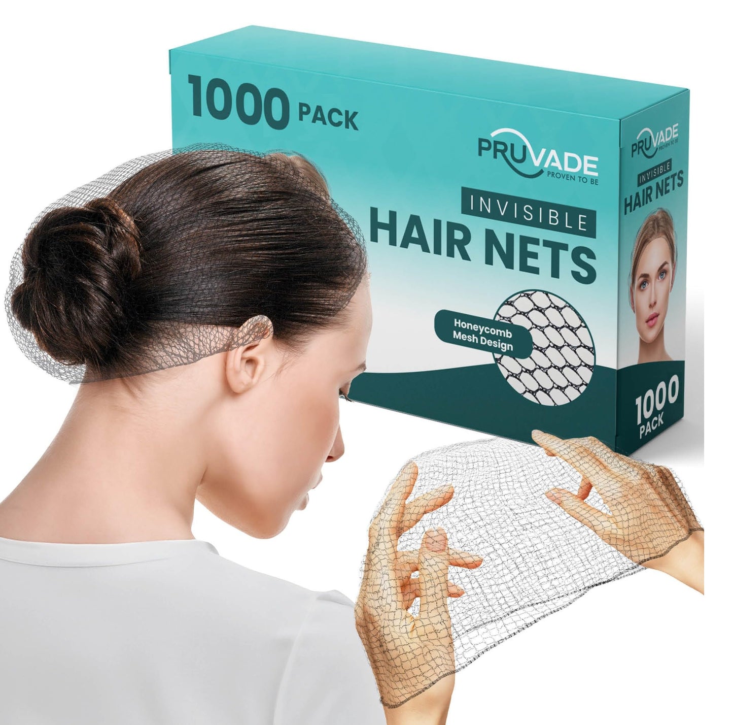 1000 Pack Invisible Hair Nets for Women & Men | Elastic 24" Mesh Hair Net for Buns, Long Hair & Short Hair - Hairnets for Ballet Dancers, Sleeping, Wig Storage, Food Service & More