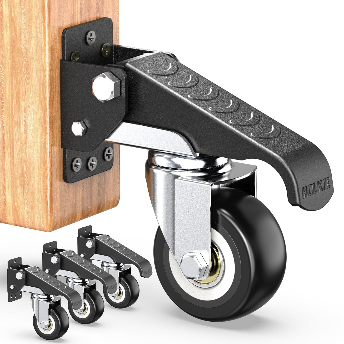 HOLKIE Retractable Casters Heavy Duty Casters with Lifting and Lowering Function Maximum Load of 900 lbs (4 casters) for Workbenches or Other Equipment