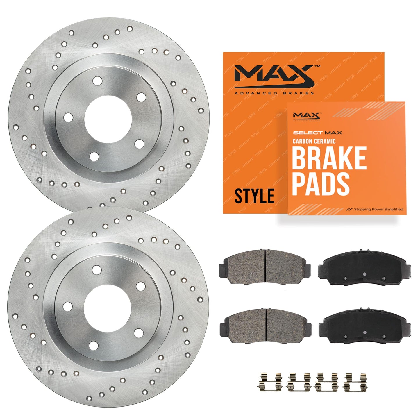Max Advanced Brakes Front Brake Kit Compatible With 2010-2014 2015 2016 Hyundai Genesis Coupe Excl. Brembo Brakes Replacement Cr
