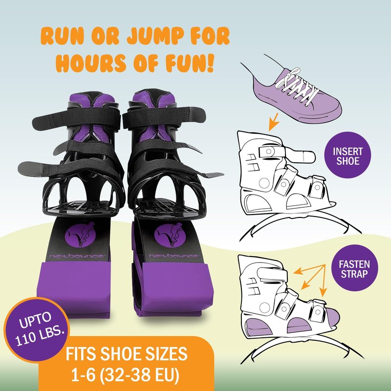 New Bounce Jumping Shoes - Kangaroo Jumping Shoes for Kids - Exercise Moon Boots - Bouncy Shoes for Ages 8-12 - Size 1-6 (32-38 EU) Purple
