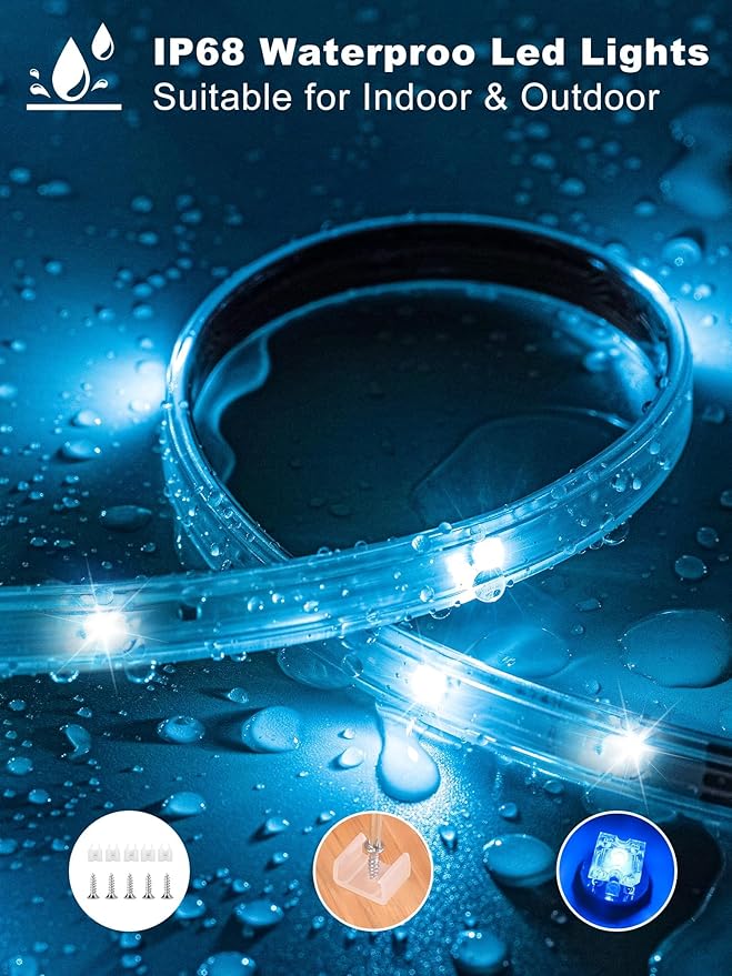 Outdoor Led Strip Lights Waterproof 400ft(2 * 200ft), Ip68 Outside Led Light Strip Waterproof with Remote and App Control, Exterior Led Rope Lights Music Syne RGB Strip Lights for Party Decor