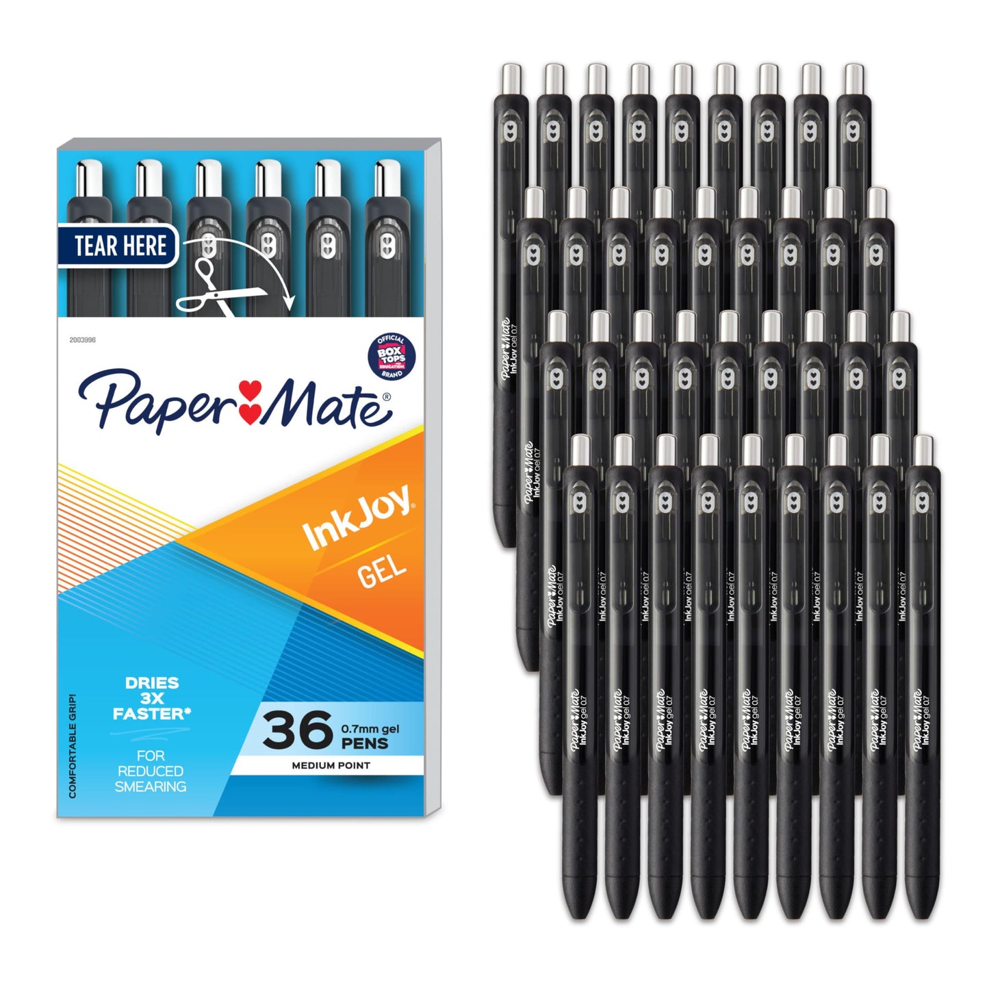 Paper Mate InkJoy Gel Pens, Retractable, Medium Point (0.7mm), Black, 36 Count - Office Supplies, Journaling, Note Taking