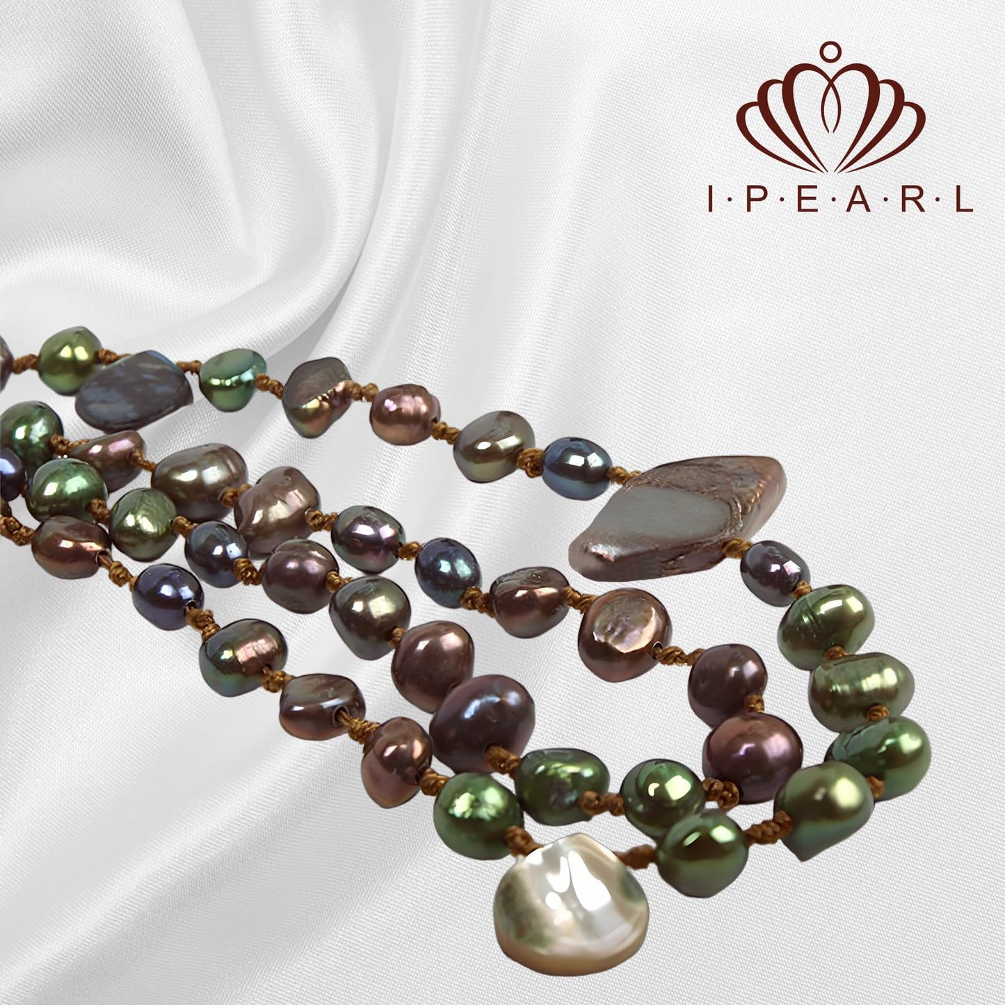 IPEARL Handmade Freshwater Pearl Necklace for Women - Elegant 20-inch Long Adjustable Real Pearls Strand with Vintage Beaded Charms Baroque Pearl Luxury Jewelry Gift