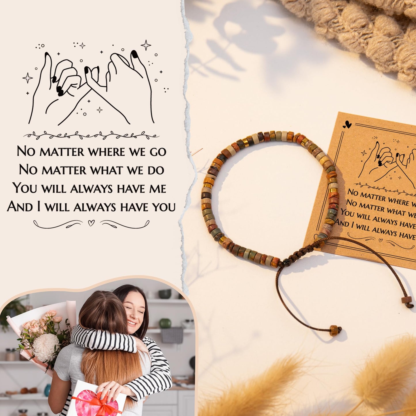 ZOKCC Friendship Gifts for Women - Healing Natural Stone Bracelet - Encouragement Cheer Up Gifts for Women Friend Sister Coworker Bestie BFF