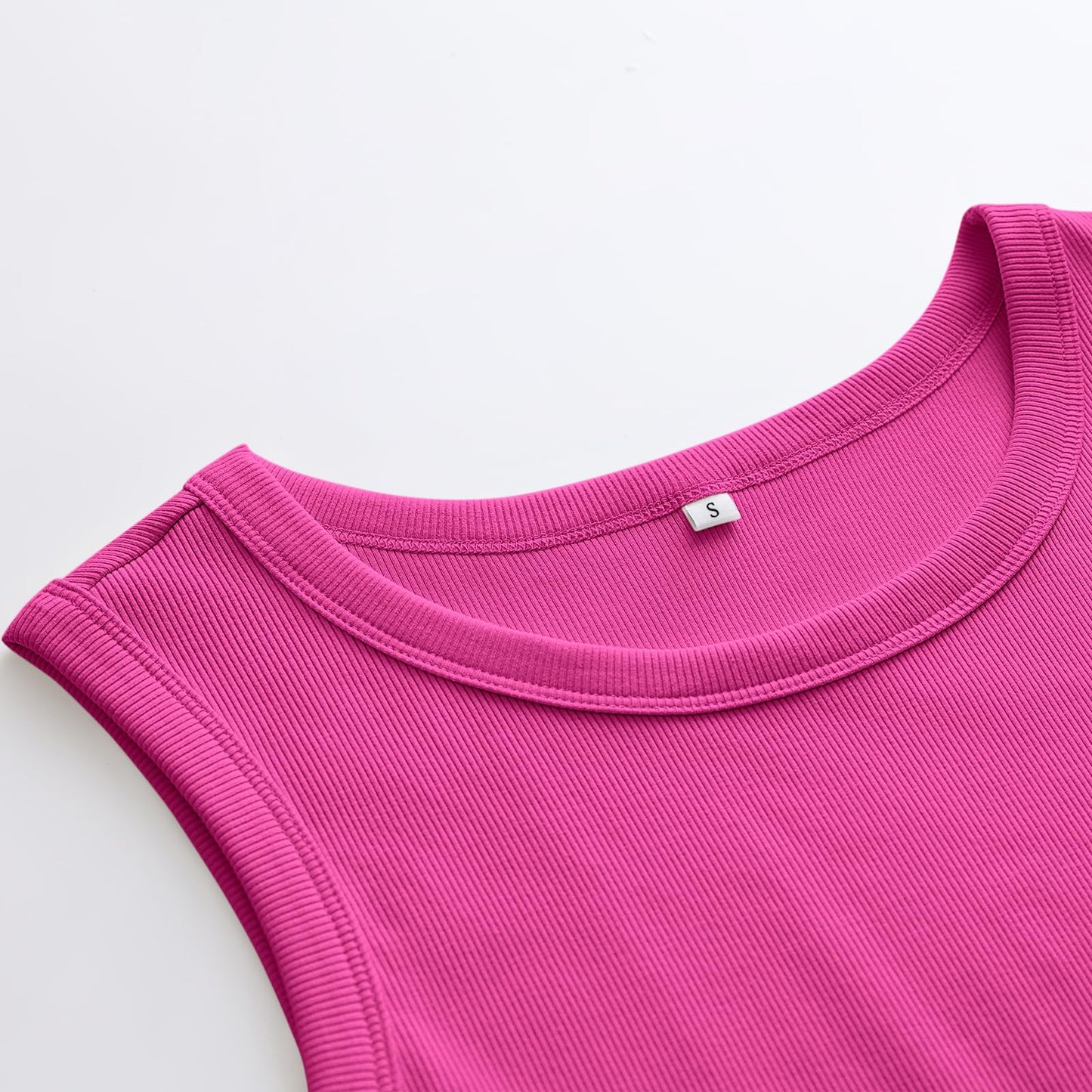 ANRABESS Womens Sleeveless High Neck Tank Tops Fashion Summer Casual Basic Slim Fit Ribbed Racerback Top Shirt Clothes Hot Pink-L