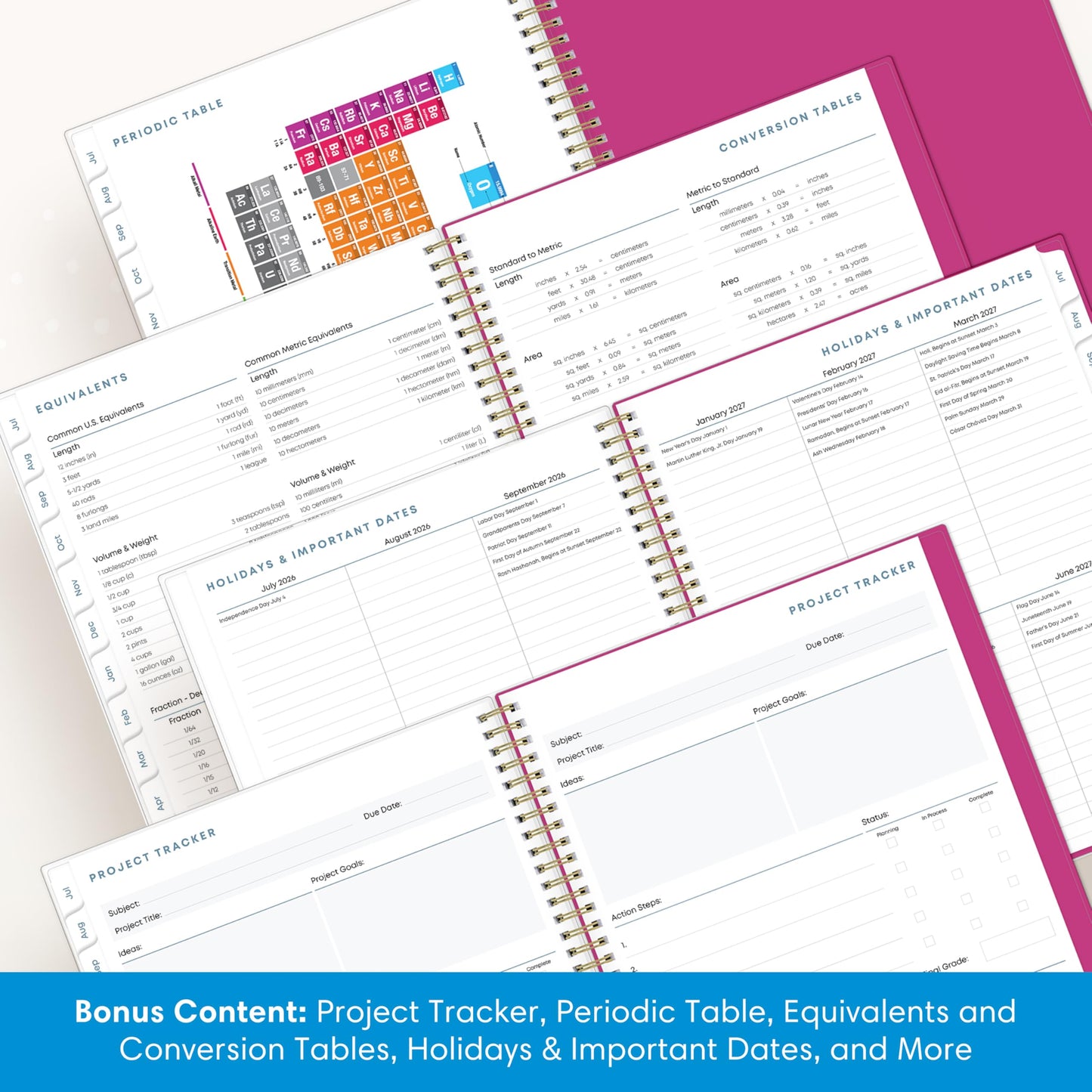 Blue Sky 2026-2027 Weekly and Monthly Academic Year Student Planner Calendar, July 2026 - June 2027, 8.5" x 11", Flexible Cover, Wirebound, Laminated Tabs, Star Confetti Bright