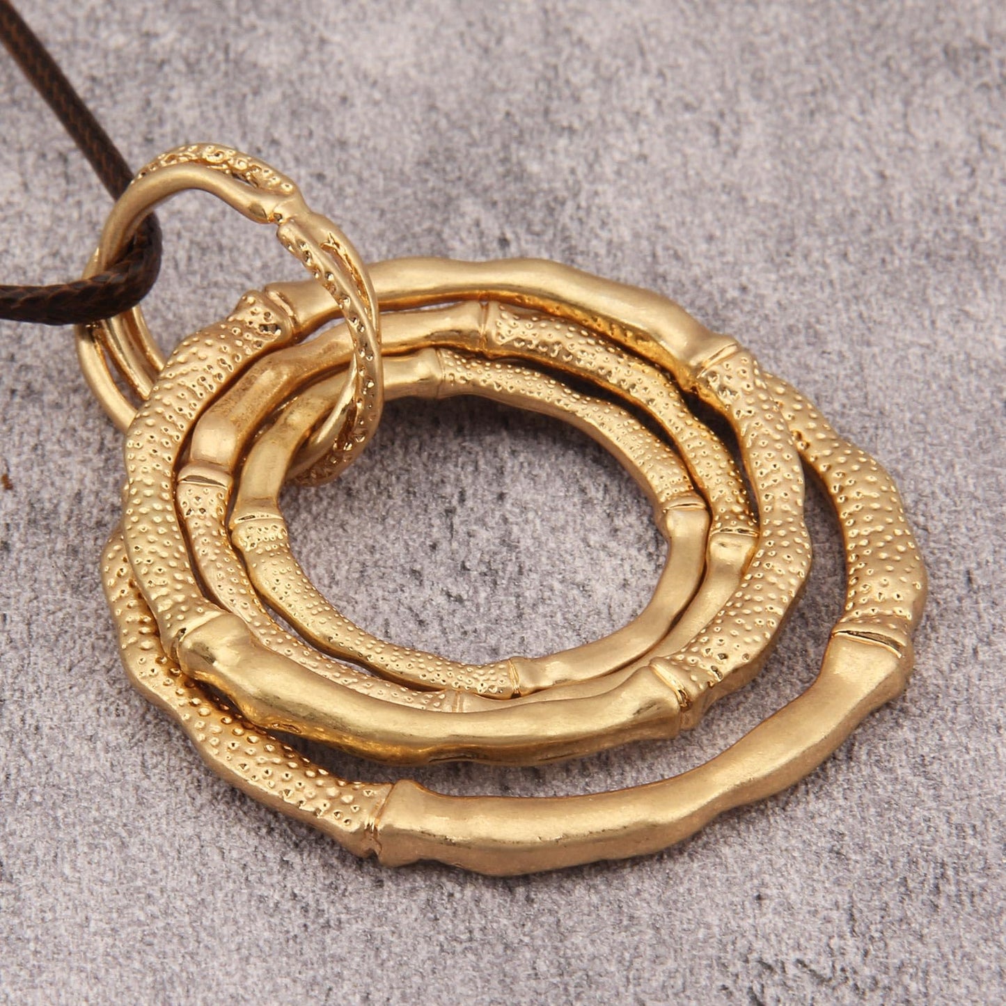 joymiao Long Boho Necklace for Women Chunky Statement Necklace with Large Bamboo Circle Pendant Vintage Hippie Jewelry