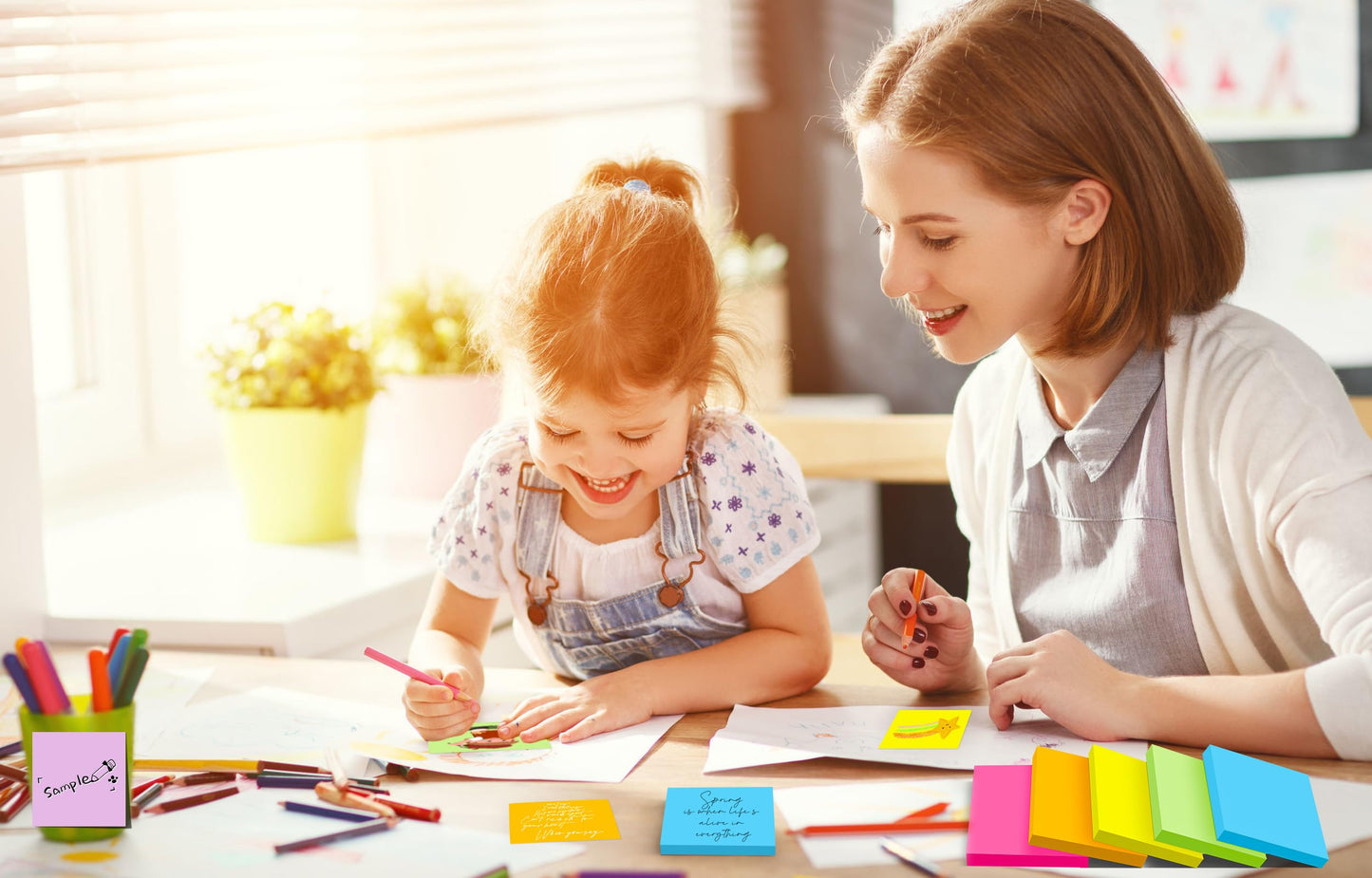 (48 Pads) Sticky Notes 3x3 inch Post, Self-Stick Pads Bright Colors Post Note, Recyclable, Easy to Post for Home, Office, School