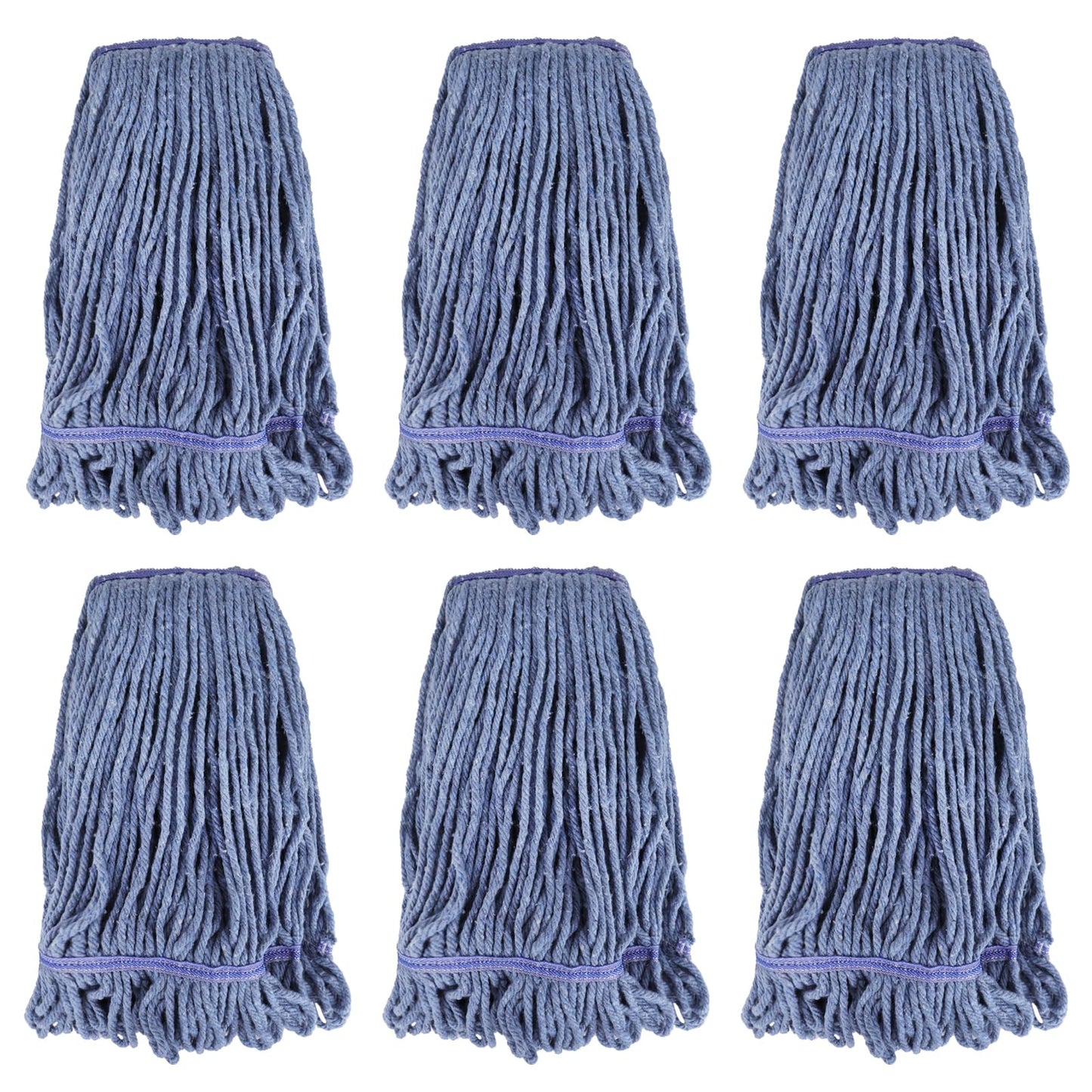 Commercial Heavy Duty Mop Heads Replacement: 6 Packs Industrial Wet Mop Head for Floor Cleaning - Commercial Products Looped End String Head Refills