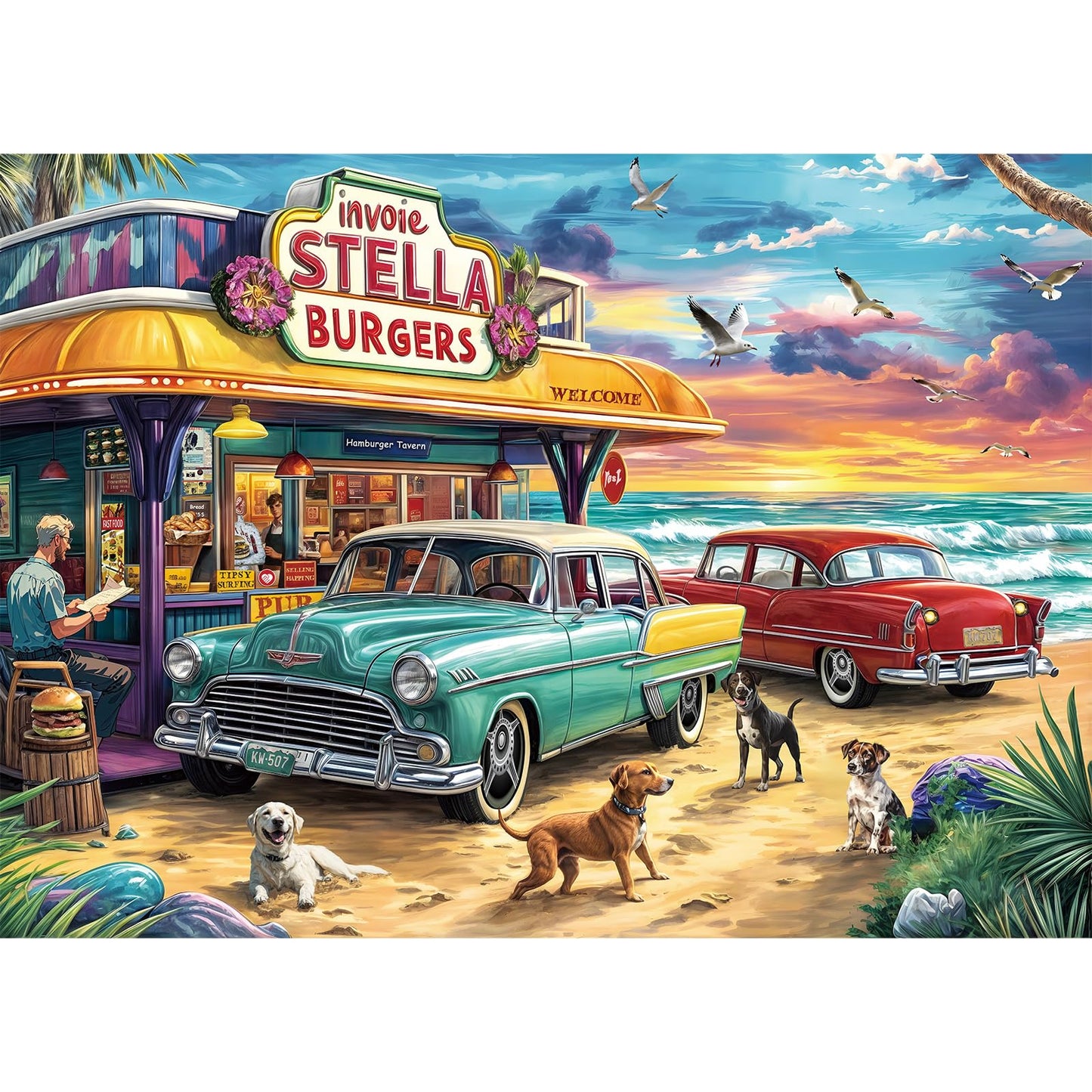 Chalzidar Puzzles for Adults 1000 Pieces,Seaview Campground Jigsaw Puzzle with 1:1 HD Poster, Perfect Interlocking No Dust, Stress Relief Ideal Gift for Family Games