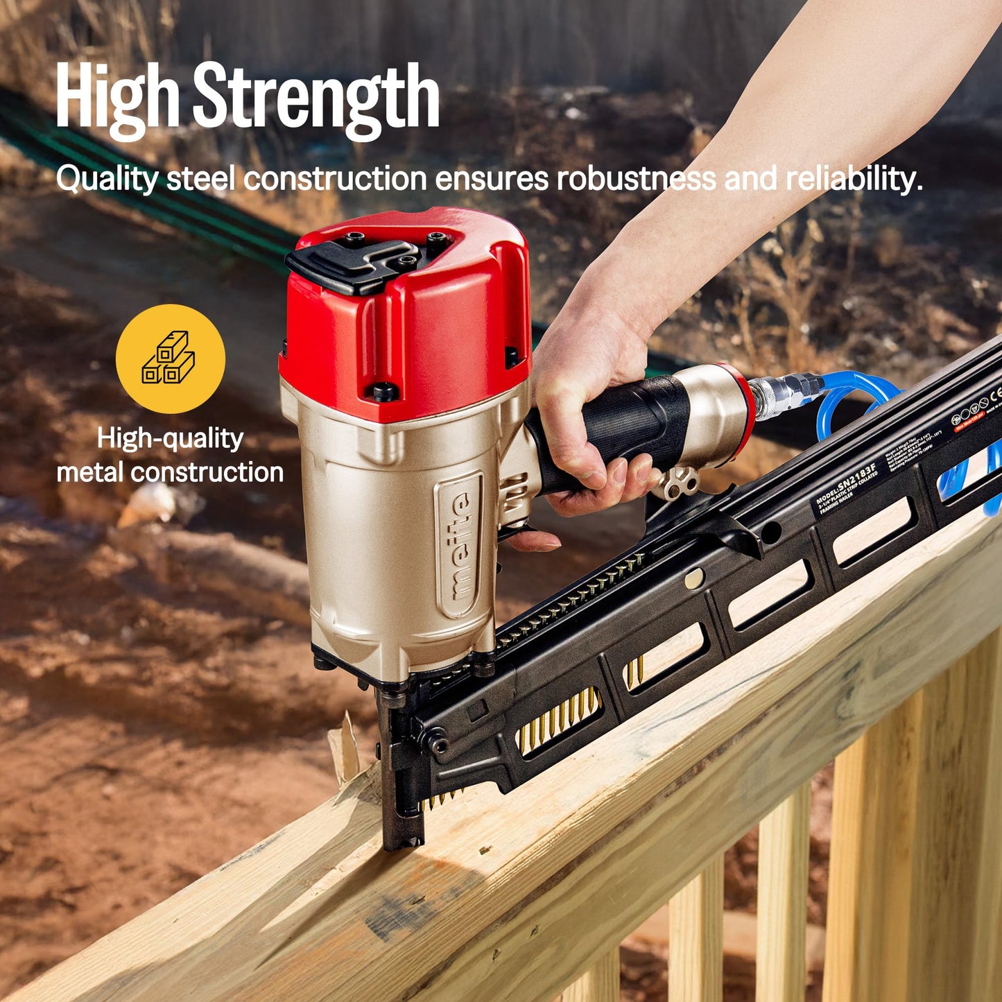 meite 21 Degree Framing Nails 3 Inch x 0.120'', Ring Shank Galvanized Plastic Collated Framing Nails for 21 Degree Framing Nailer, Full Round Head Structural Nails for Fencing Decking Sheding 1,000PCS