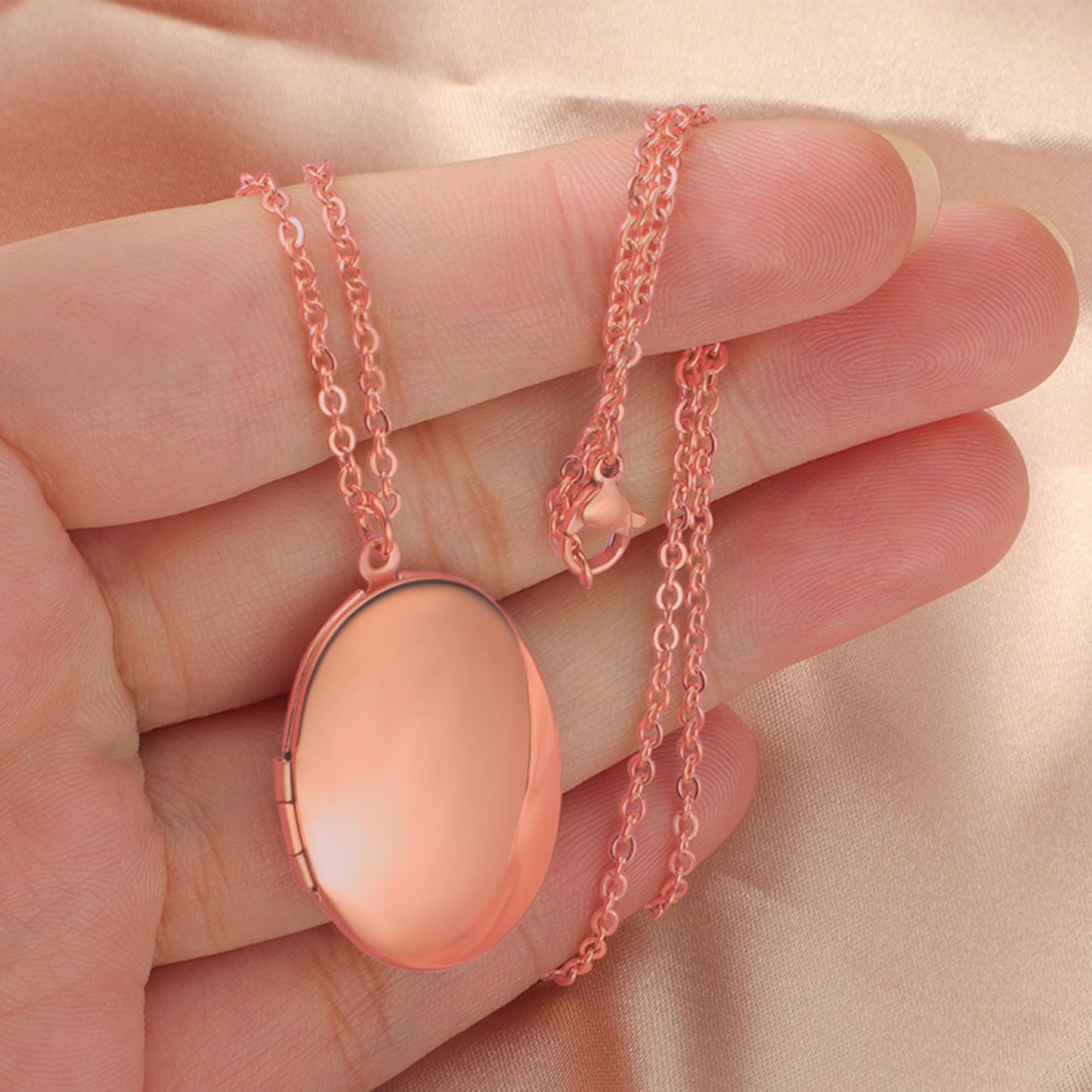 PHOCKSIN Rose Gold Oval Locket Necklace For Women Locket Necklace that Hold Pictures For Girlfriend Best Gifts for Birthday Mothers Day