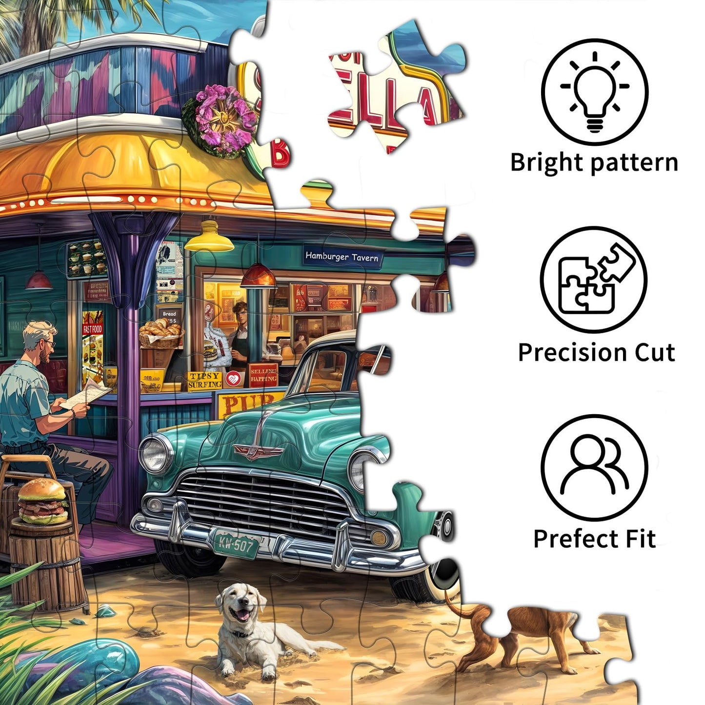 Chalzidar Puzzles for Adults 1000 Pieces,Seaview Campground Jigsaw Puzzle with 1:1 HD Poster, Perfect Interlocking No Dust, Stress Relief Ideal Gift for Family Games