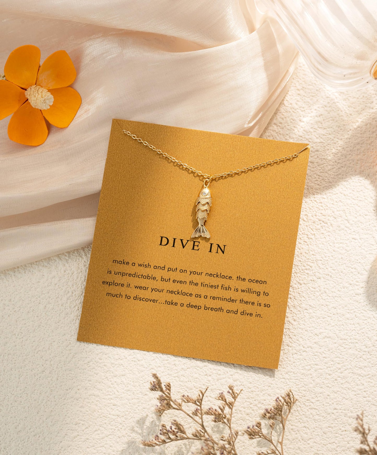 OBSUN Fish Necklace Beach Necklace for Women Fish Charms Wish Necklaces (Fish)
