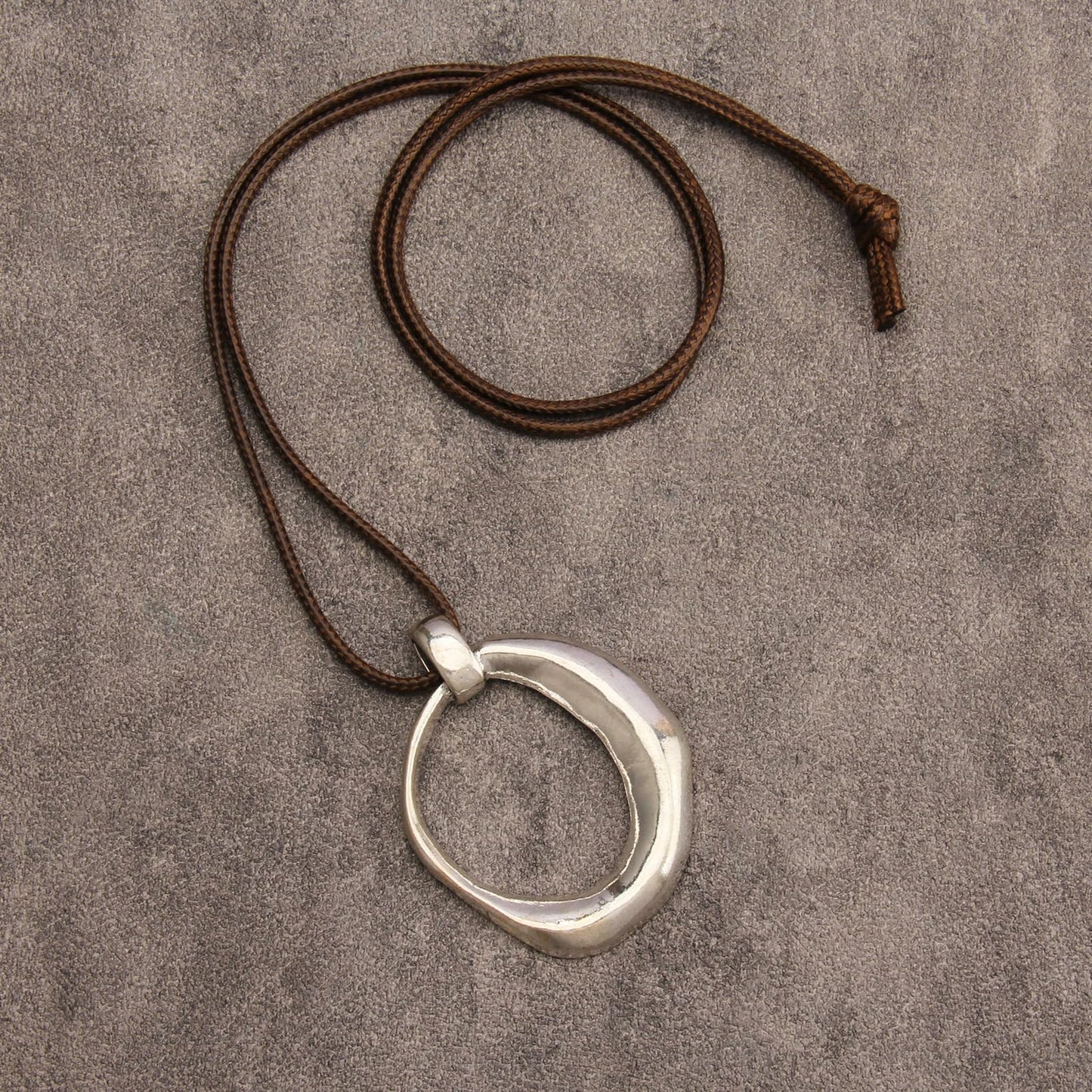 joymiao Boho Necklace for Women Silver Pendant Necklaces Chunky Circle Necklace Leather Cord Necklace Retro Style Jewelry