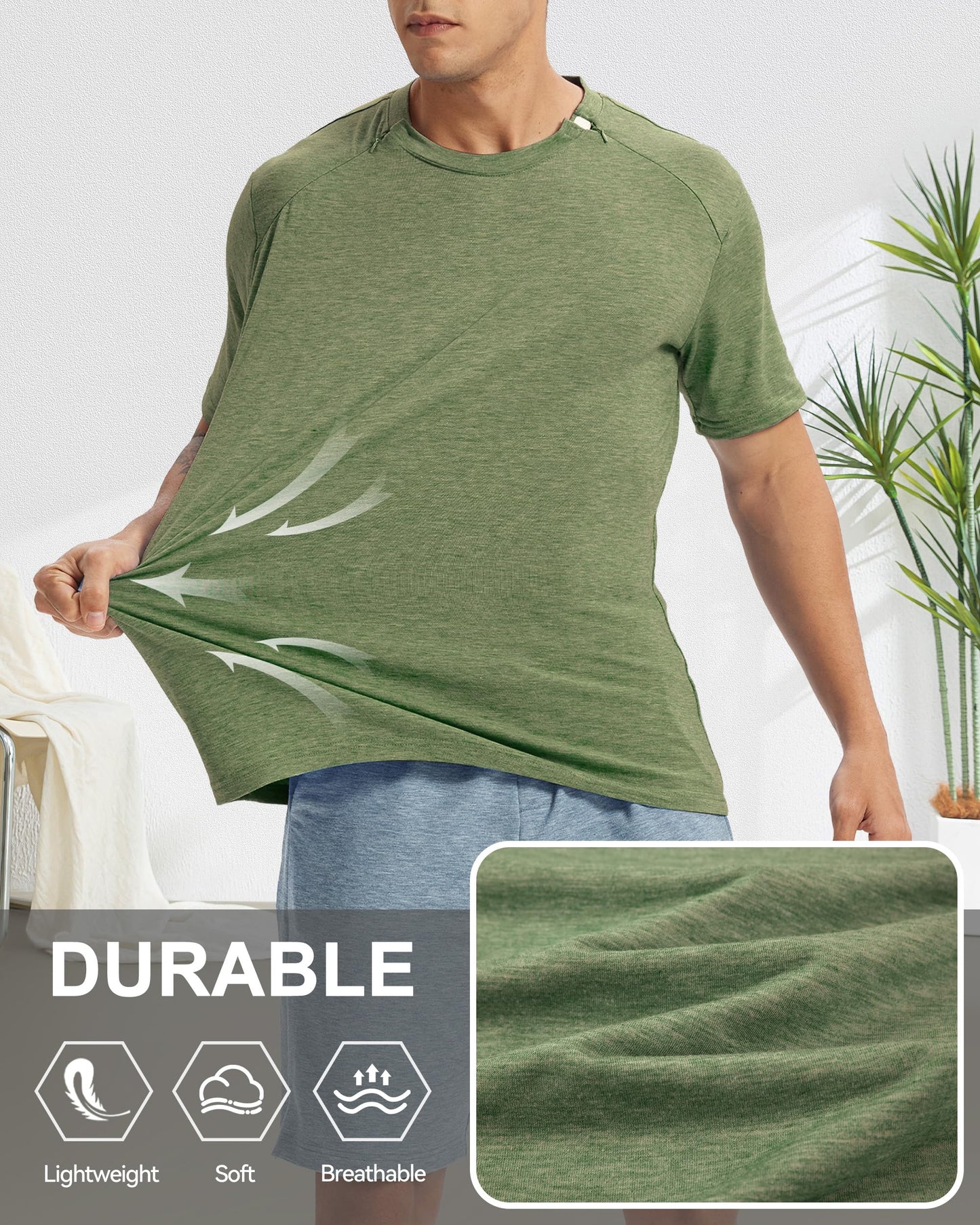 AJOHC Chemo Port Recovery Shirt for Men & Women|2-Side Zippers with Assist for Easy On/Off–Shoulder Surgery & Chemo Must-Have, X-Large
