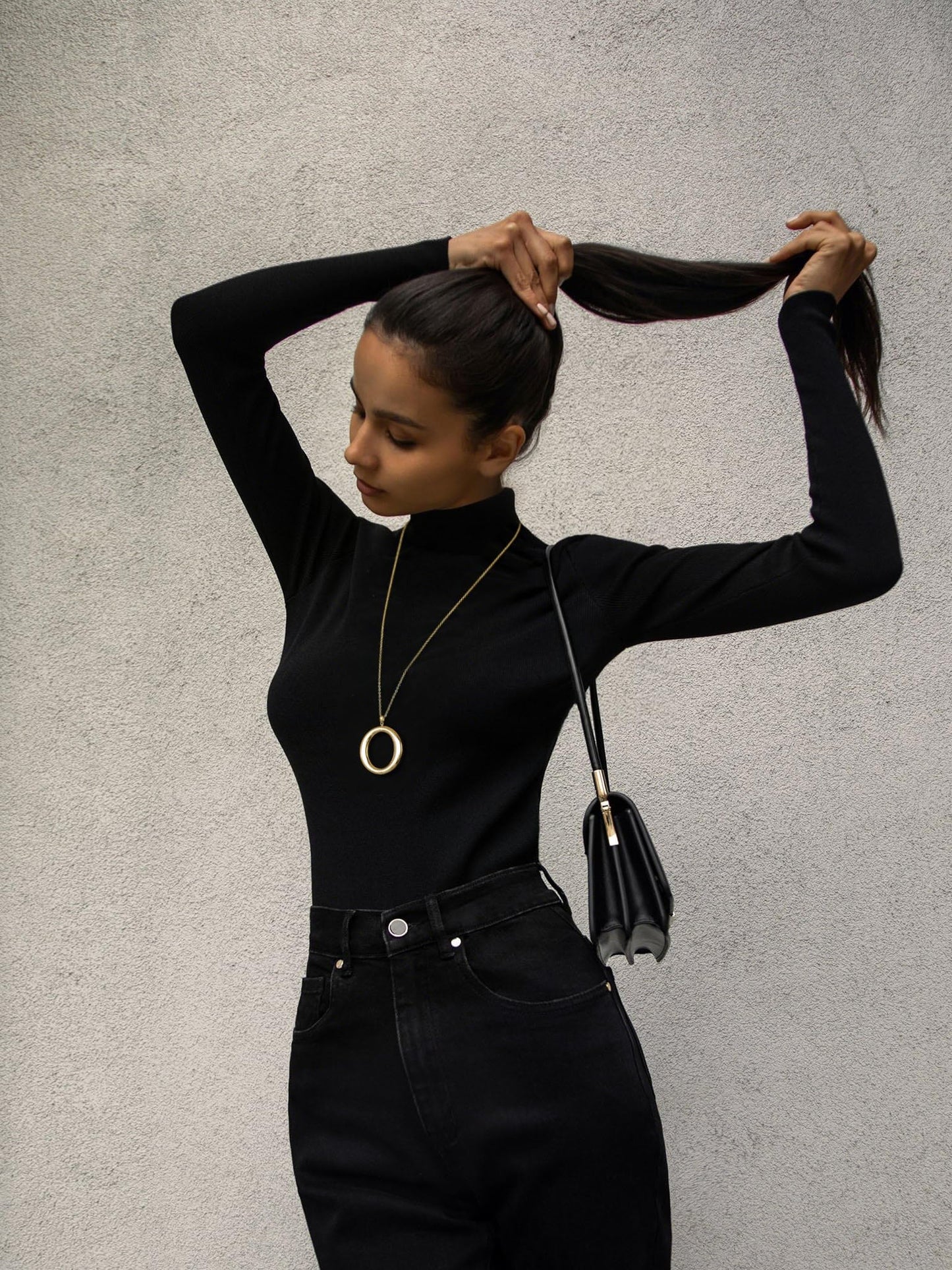 Long Gold Necklace for Women 18K Gold Plated Large Circle Pendant Adjustable Chain Necklace Trendy Dainty Jewelry