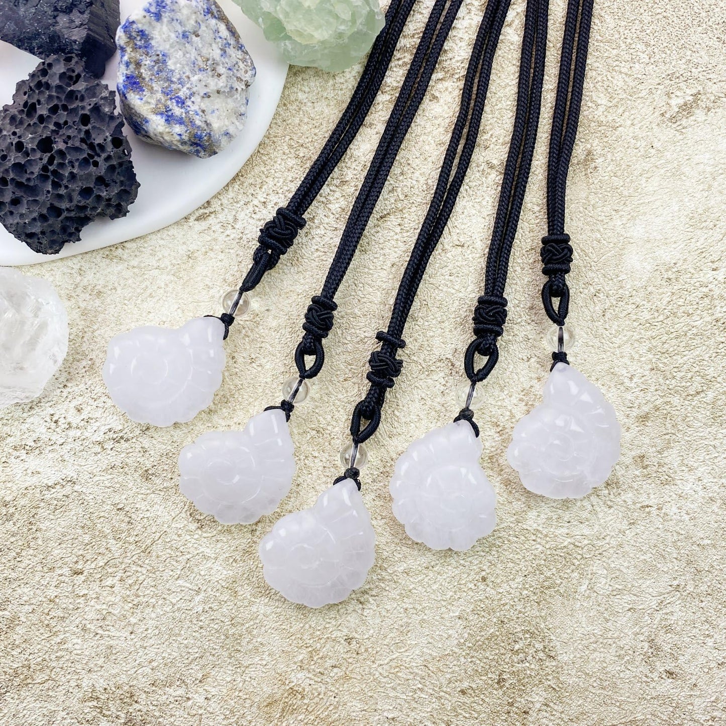 EDEN'S CALL Crystal Conch Shell Necklace for Women Healing Stone Ocean Pendant, Boho Beach Necklace with Polished Natural Gemstone Adjustable Cord Worry Stone Jewelry Gift, Rock Quartz
