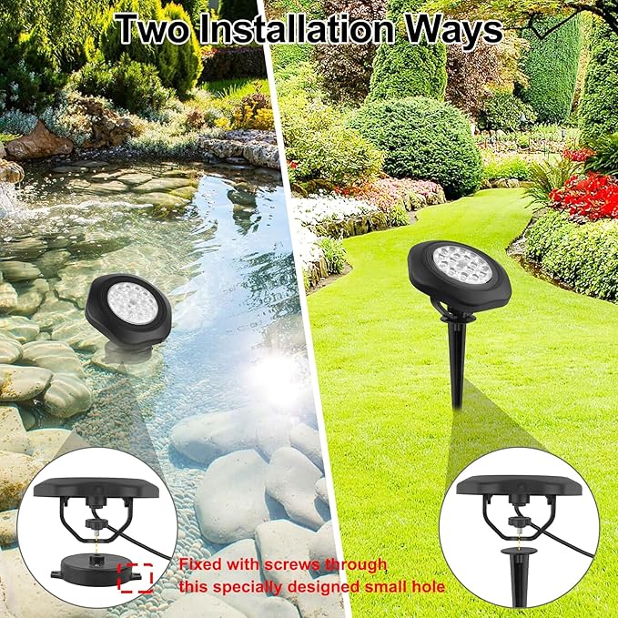 RGBW Pond Lights with Timer,18 LED Underwater Submersible Fountain Lights,Remote Control IP68 Waterproof Color Changing Spotlights for Fish Aquarium Tank Yard Garden Pool (Set of 5)