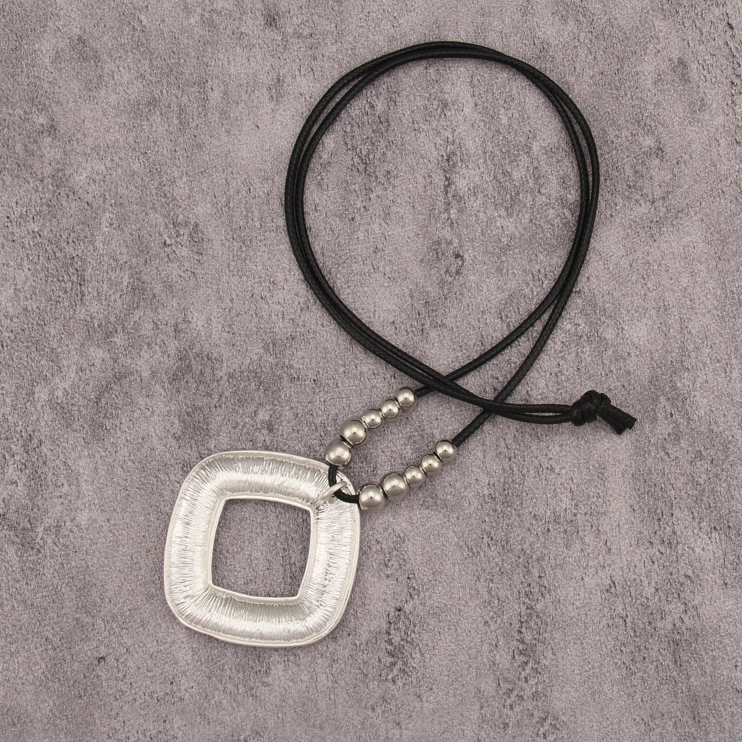 joymiao Bohemian Necklace for Women Long Boho Pendant Necklace with Large Silver Square Charm Hippie Statement Jewelry