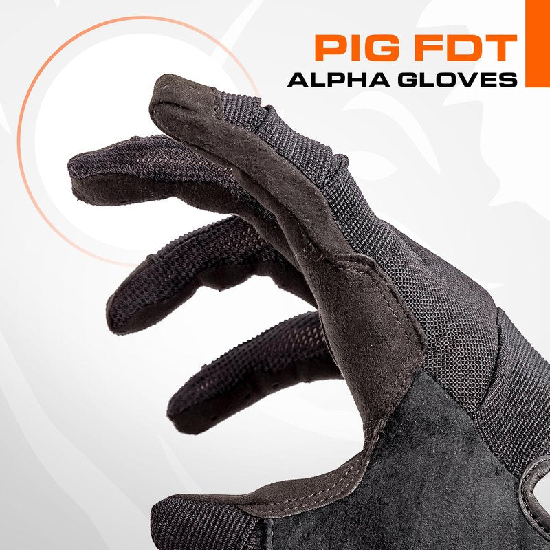 PIG FDT Alpha Full Dexterity Gloves for Shooting Sports, Touchscreen Compatible, Breathable, 1 Pair, Black, Small