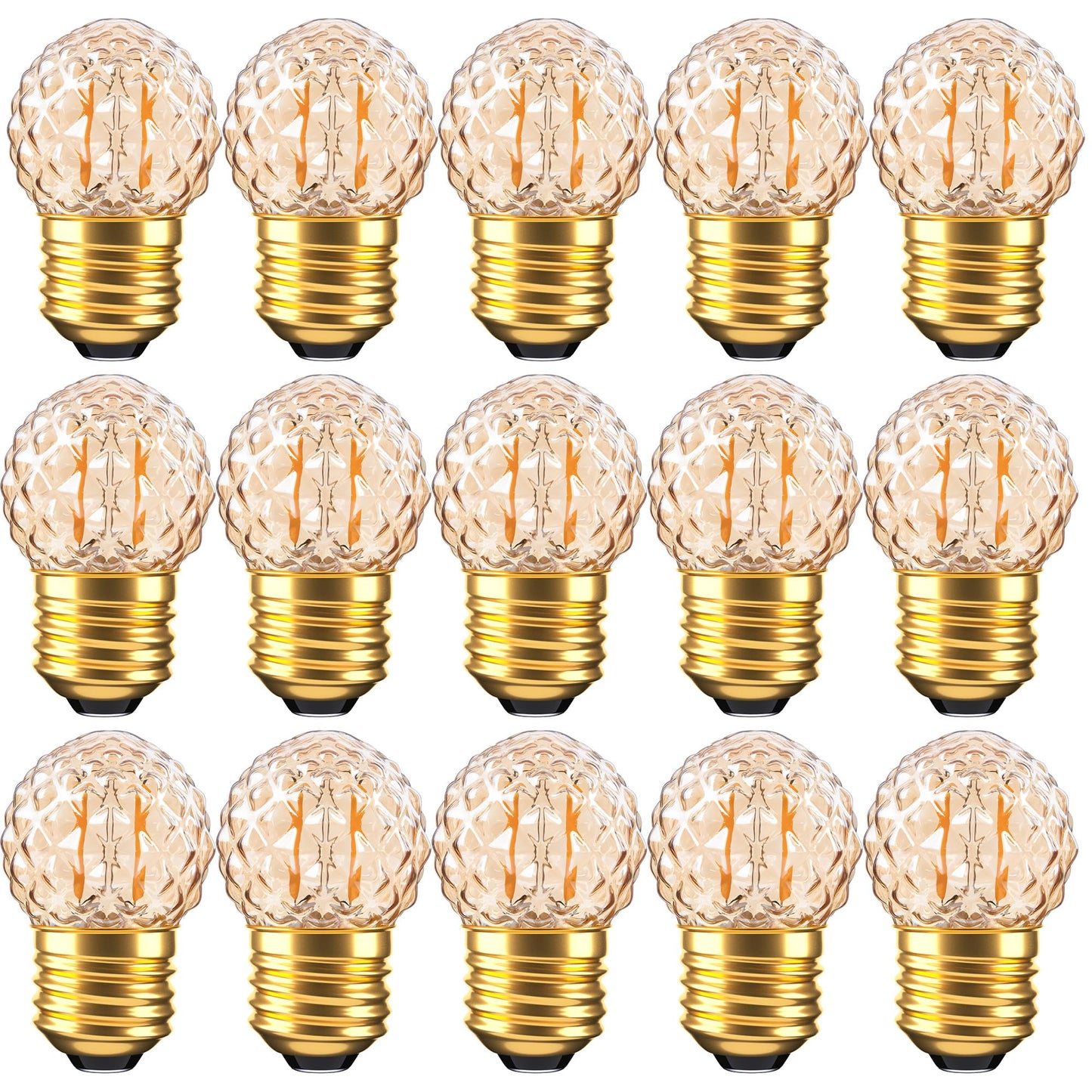 Grensk E26 Low Wattage LED Light Bulbs,1Watt Small Edison Bulbs Equivalent to 10W Amber Light Bulbs,2200K Warm White,80Lumens,15pcs.