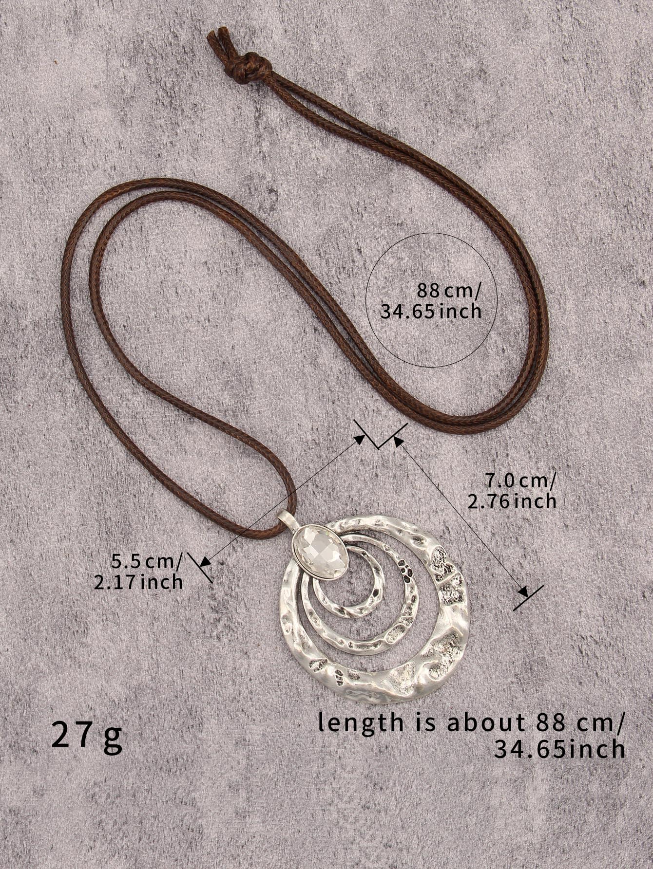 joymiao Hippie Necklace for Women Long Chunky Pendant Necklace with Silver Large Pendant Vintage Boho Statement Necklaces