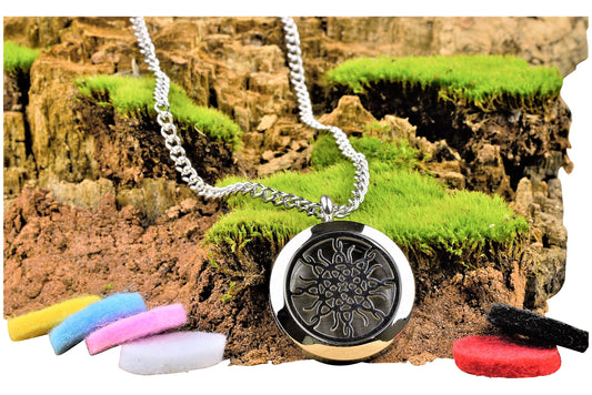Infinity Flame Knot Essential Oil Diffuser Necklace, Stainless Steel Locket Pendant with 24 inch Chain, 12 Color Refill Pads, Customizable Color Changing Perfume Jewelry Aromatherapy