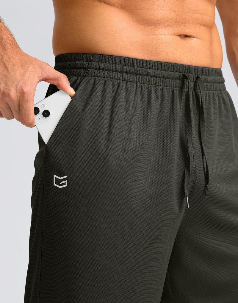 G Gradual Men's Athletic Shorts with Pockets 9" / 11" Long Basketball Shorts Lightweight Quick Dry Gym Workout Shorts for Men(Olive,4XL)