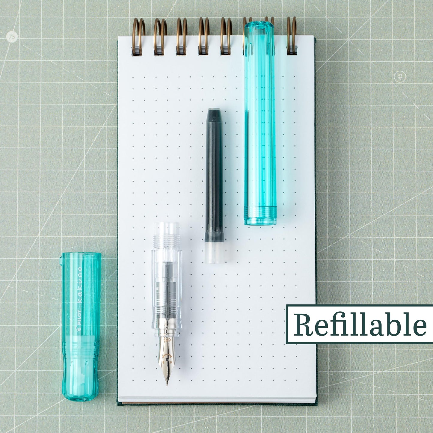 PILOT Kakuno Fountain Pen, Aqua Barrel, Fine Nib