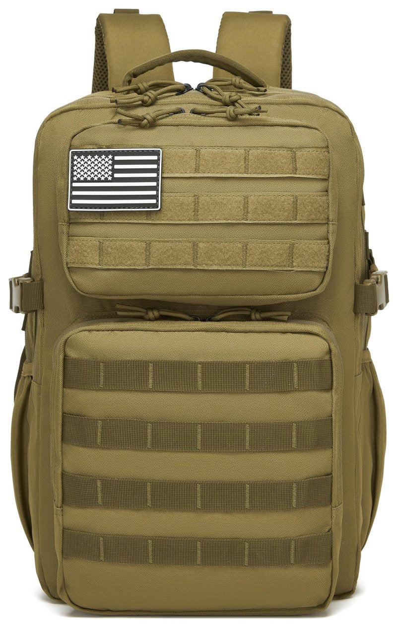 Wotony Military Tactical Backpack for Men Waterproof Daypack 3 Day Assault Pack Molle Bag with Water Bottle Holder (khaki, 35L)