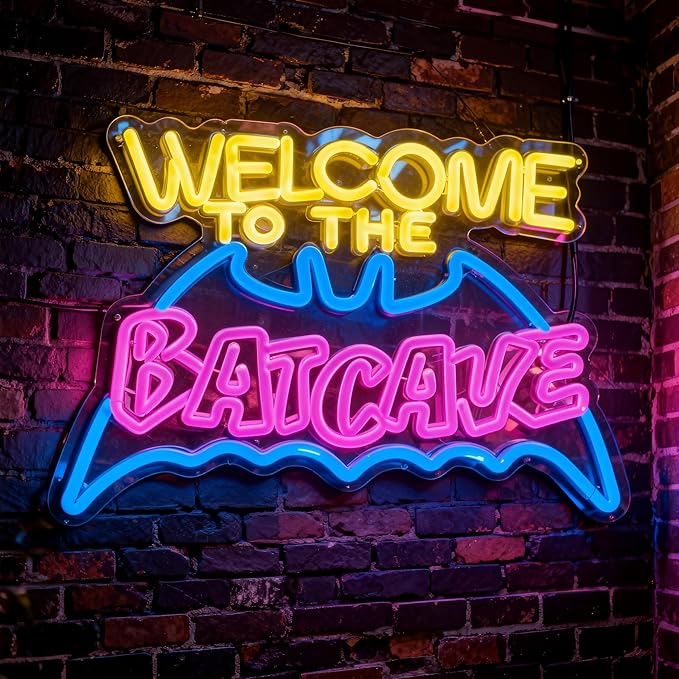 Bat Cave Neon Sign - Wall Decor, Halloween Deocr, Room, Funny Home Decor, Neon Light, LED Sign, Hanging, Bedroom, Dorm, Man Cave, Christmas Supply (USB)