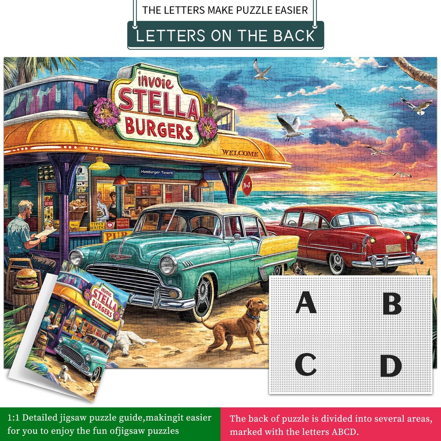 Chalzidar Puzzles for Adults 1000 Pieces,Seaview Campground Jigsaw Puzzle with 1:1 HD Poster, Perfect Interlocking No Dust, Stress Relief Ideal Gift for Family Games