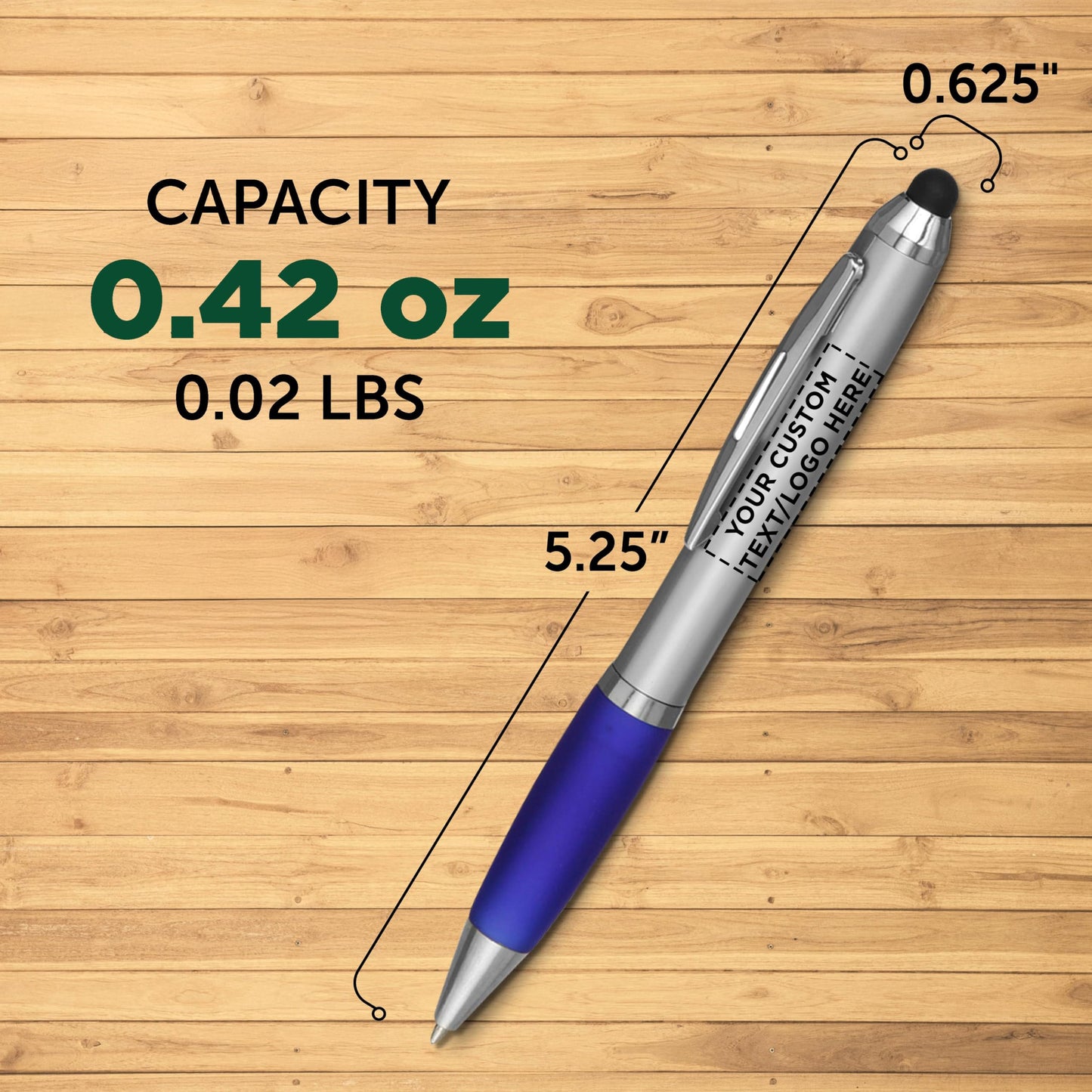 DISCOUNT PROMOS Custom Stylus Ballpoint Pens Set of 10/50/100, Personalized Bulk Pack - Black Ink, Great for Office, School, Business, Tradeshows, Events - Blue