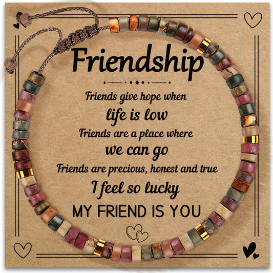 ZOKCC Friendship Bracelets Gifts for Women - Healing Natural Stone Bracelets - Inspirational Friendship Valentines Day Gifts for Women Friend Sister Coworker Bestie BFF