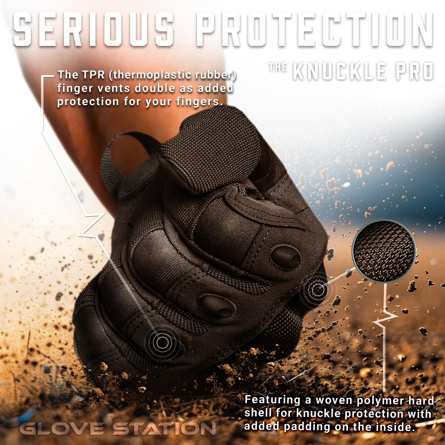 Glove Station Hard Knuckle Utility Gloves, Touchscreen, THKFF, Black, 2XL
