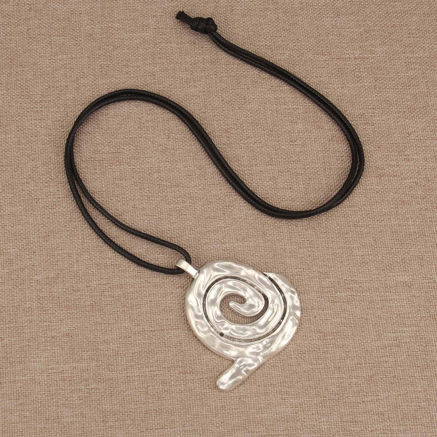 joymiao Bohemian Long Necklace for Women Chunky Boho Gold Necklace Casual Statement Necklaces with Large Silver Swirl Pendant Hippie Jewelry