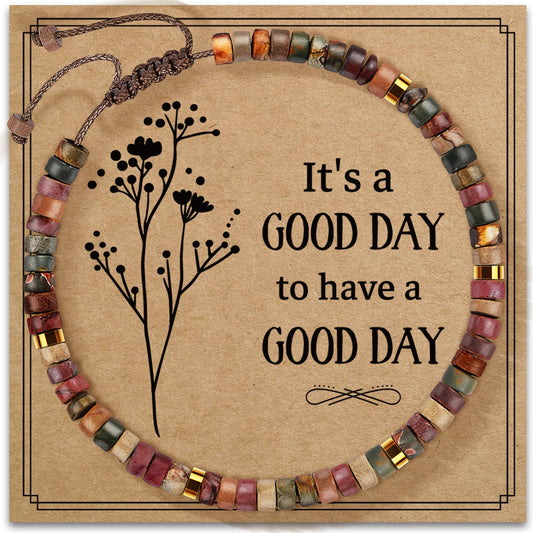 ZOKCC Inspirational Gifts for Women - Healing Natural Stone Bracelet - Encouragement Cheer Up Gifts for Coworker Friends Colleague Leaving Job