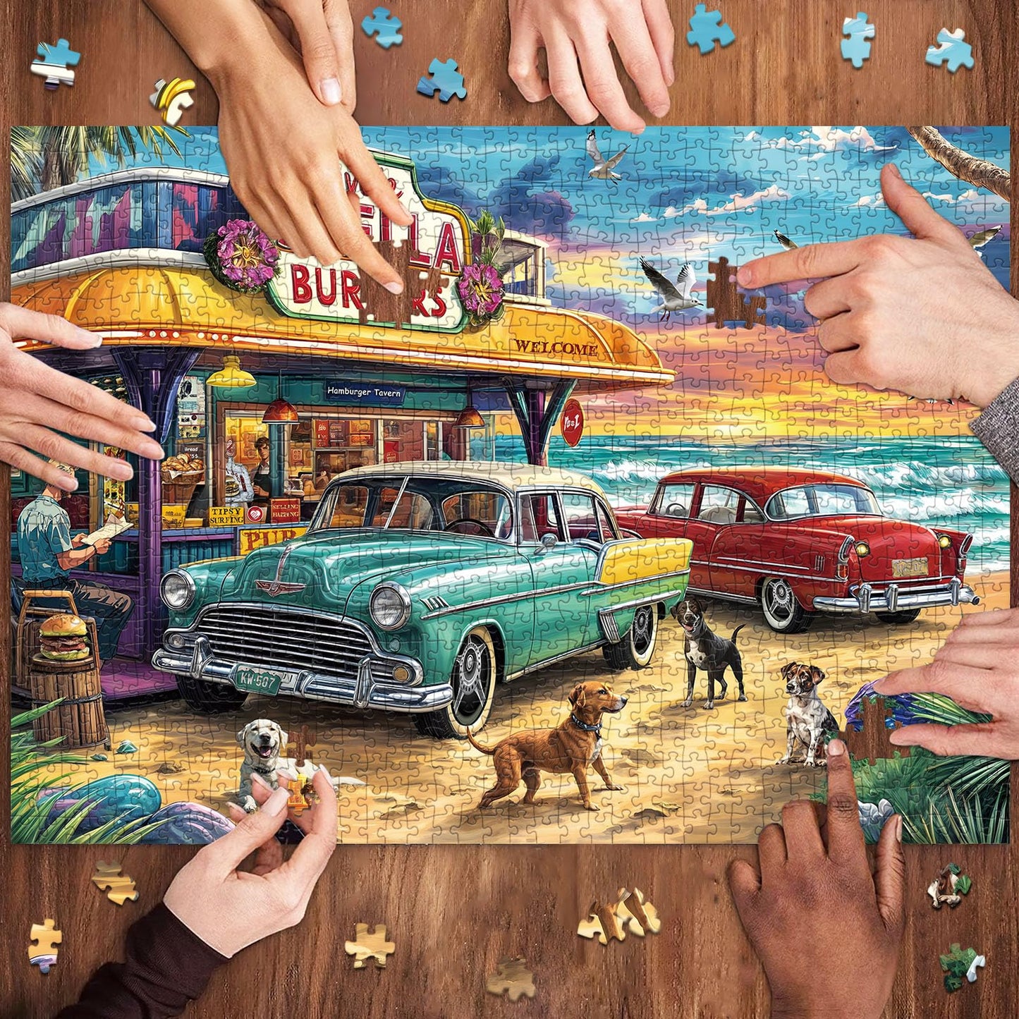 Chalzidar Puzzles for Adults 1000 Pieces,Seaview Campground Jigsaw Puzzle with 1:1 HD Poster, Perfect Interlocking No Dust, Stress Relief Ideal Gift for Family Games