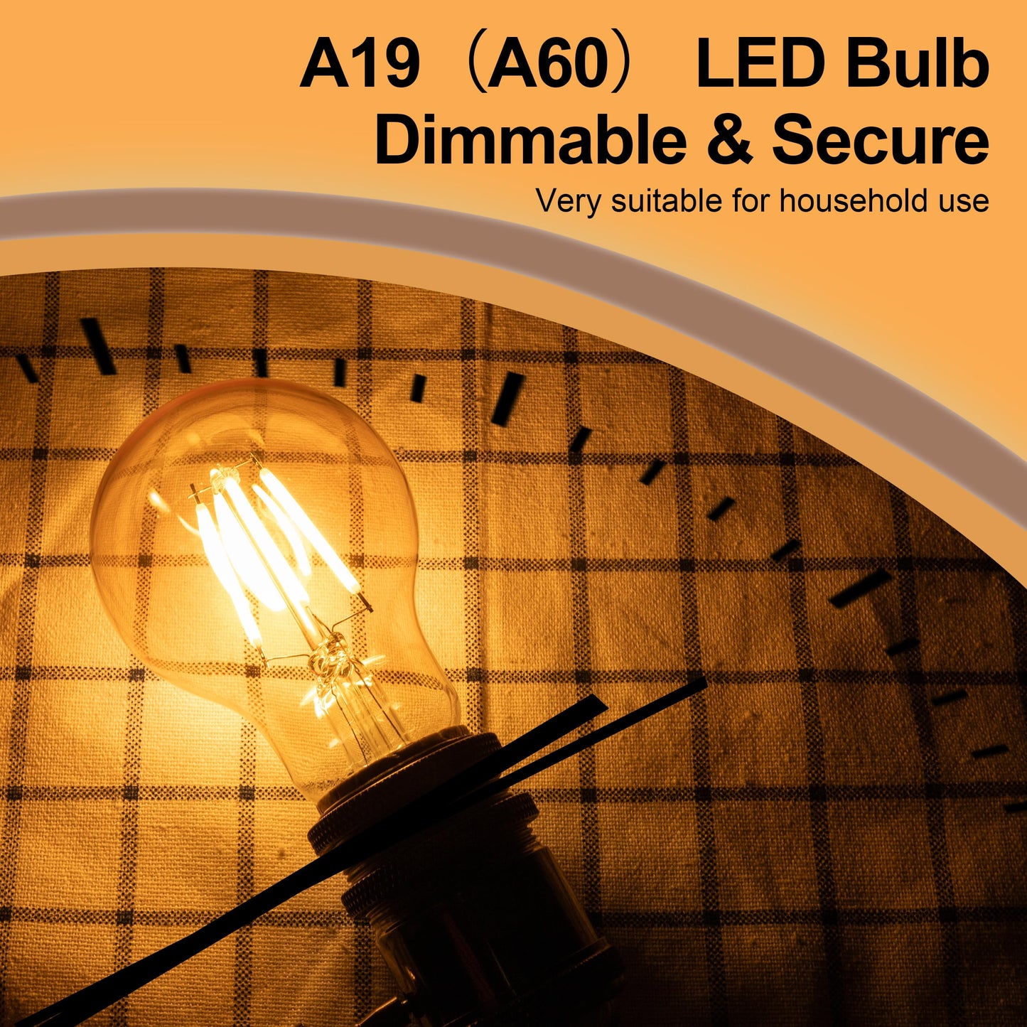 runquiz 2700K Warm Light Edison Bulbs, Vintage Warm Yellow A19 Edison Bulb, Dimmable Amber Led Soft Light Bulbs, Old Style Retro Filament Bulb, 4 Watt, 6 Pack, E26 Base