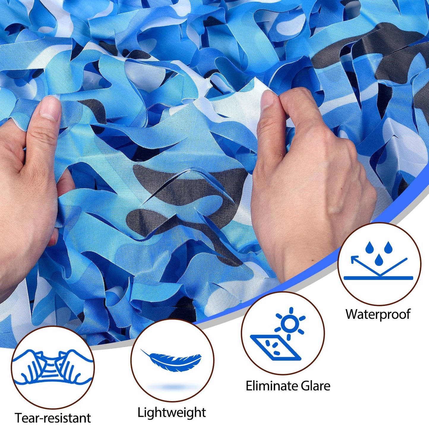 Yeacool Camo Netting Camouflage Net for Party Decoration Sunshade Camping Birthday Theme Boat Cover Beach Event(Ocean Camo, 19.7ftx19.7ft, 6m*6m)