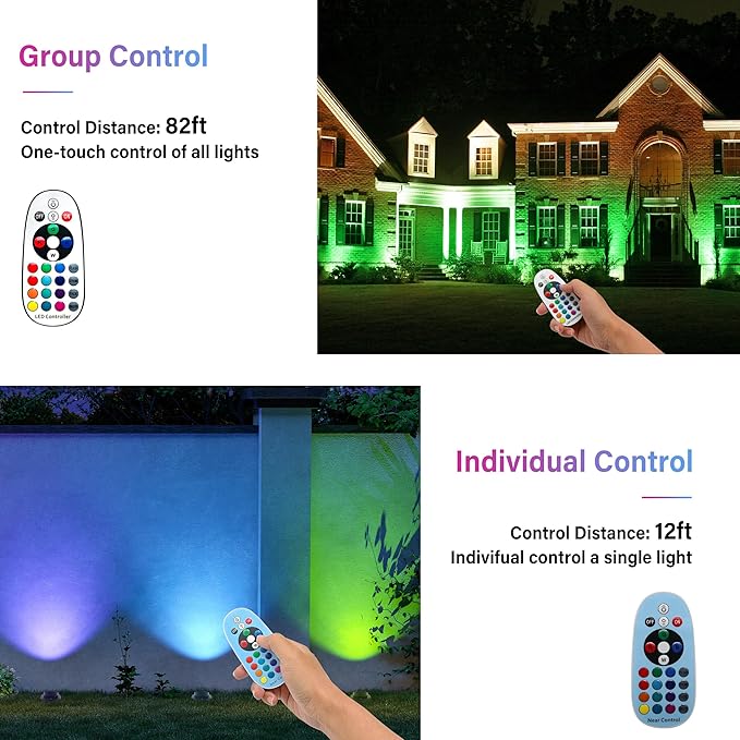 Christmas Outdoor Landscape Lighting RGBW Spotlight,Color Changing Outdoor Ground Light,IP67 Waterproof Pathway Lights,2 Pack Low Voltage LED In-Ground Light for Pathway Garden Yard Fence Deck