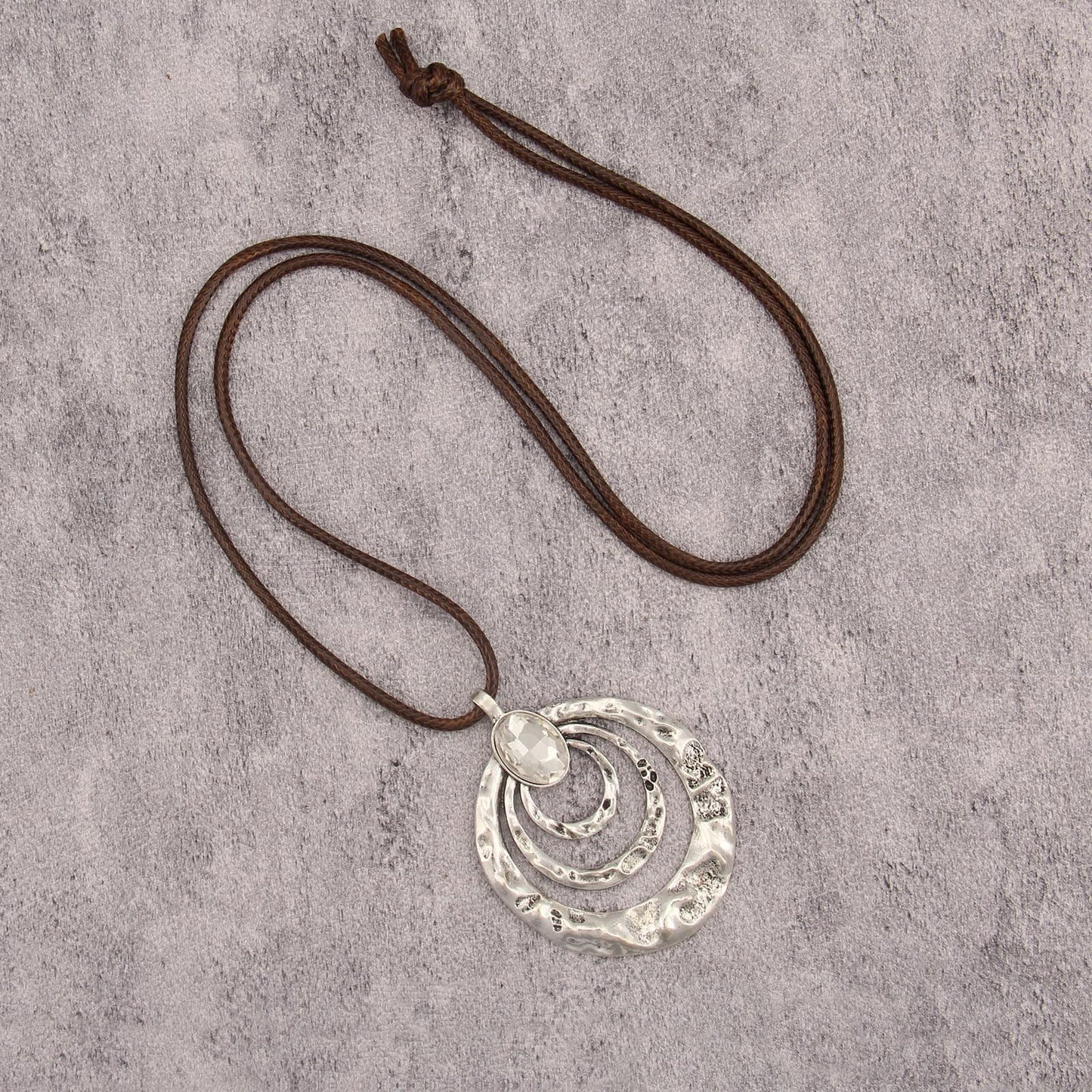 joymiao Hippie Necklace for Women Long Chunky Pendant Necklace with Silver Large Pendant Vintage Boho Statement Necklaces