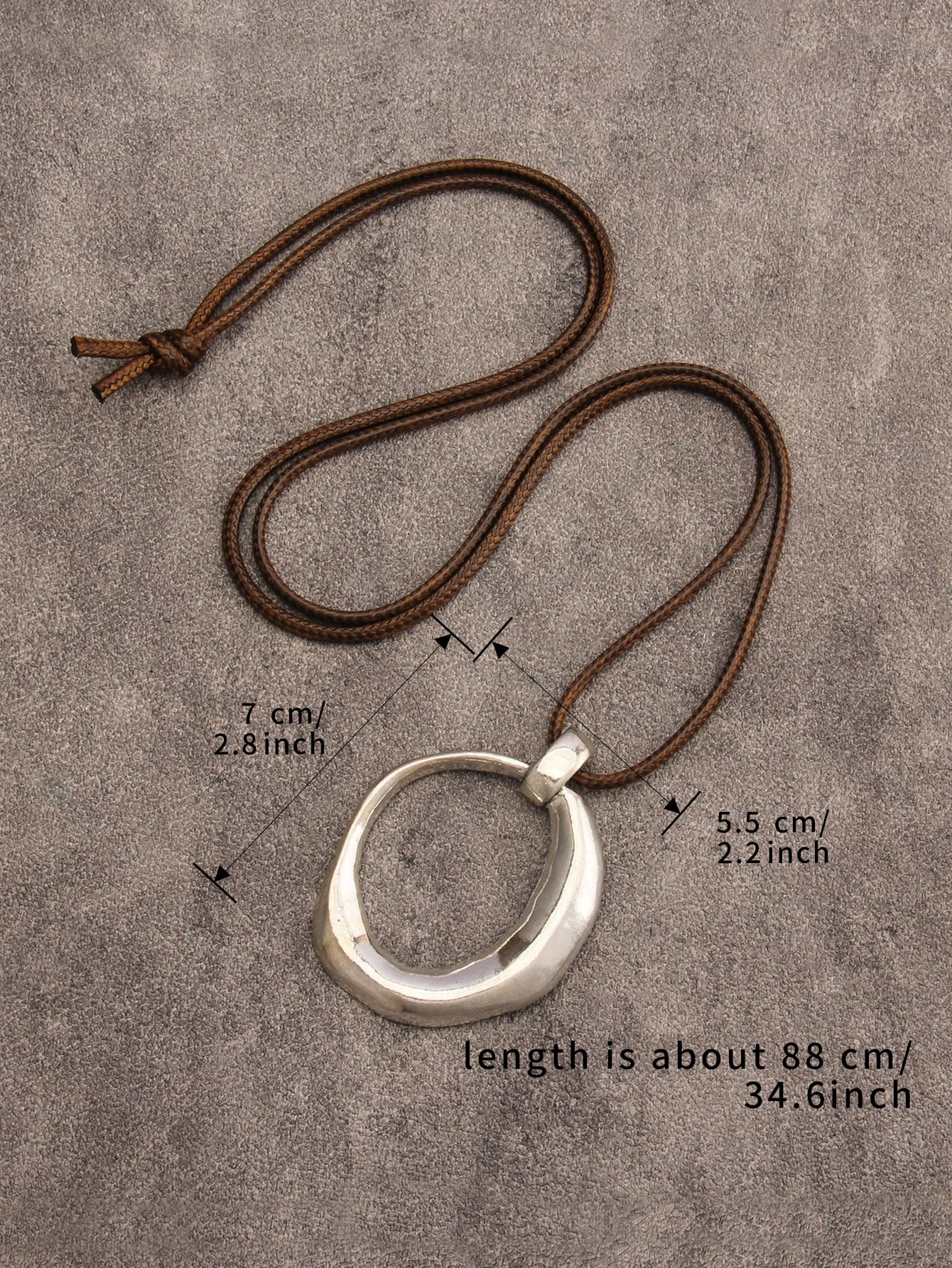 joymiao Boho Necklace for Women Silver Pendant Necklaces Chunky Circle Necklace Leather Cord Necklace Retro Style Jewelry