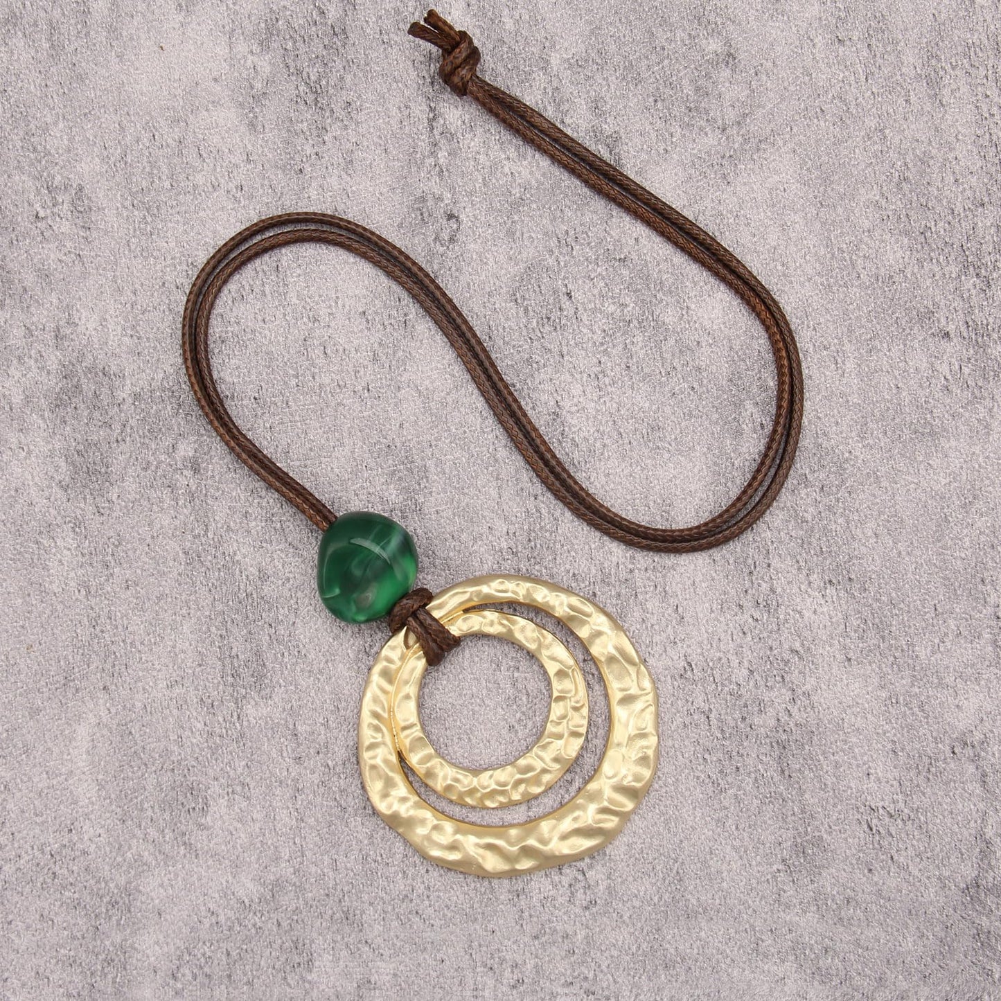 joymiao Chunky Pendant Necklace for Women Long Boho Necklace with Gold Double Layer Pendant Statement Vintage Hippie Layered Necklaces