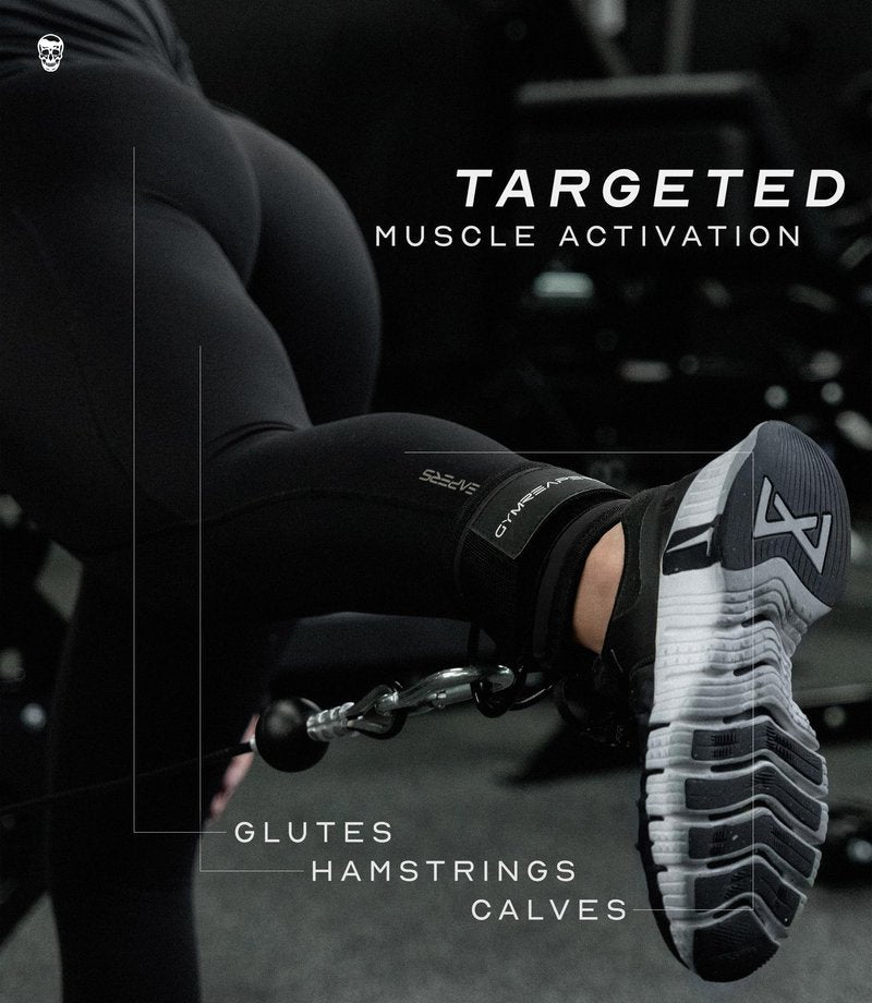 Gymreapers Ankle Straps (Pair) For Cable Machine Kickbacks, Glute Workouts, Lower Body Exercises - Adjustable Leg Straps with Neoprene Padding (Black, Pair)