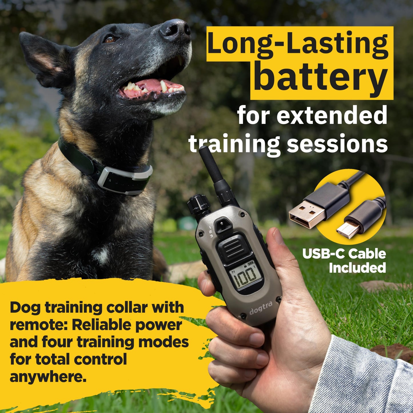 Dogtra 1900X E-Collar for Dog Training - 3/4 Mile Range, for Dogs 35 lbs+, IPX9K Waterproof, 100 Stimulation Levels, Vibration, Tone, Rechargeable - Ideal for Dog Owners and Professional Trainers