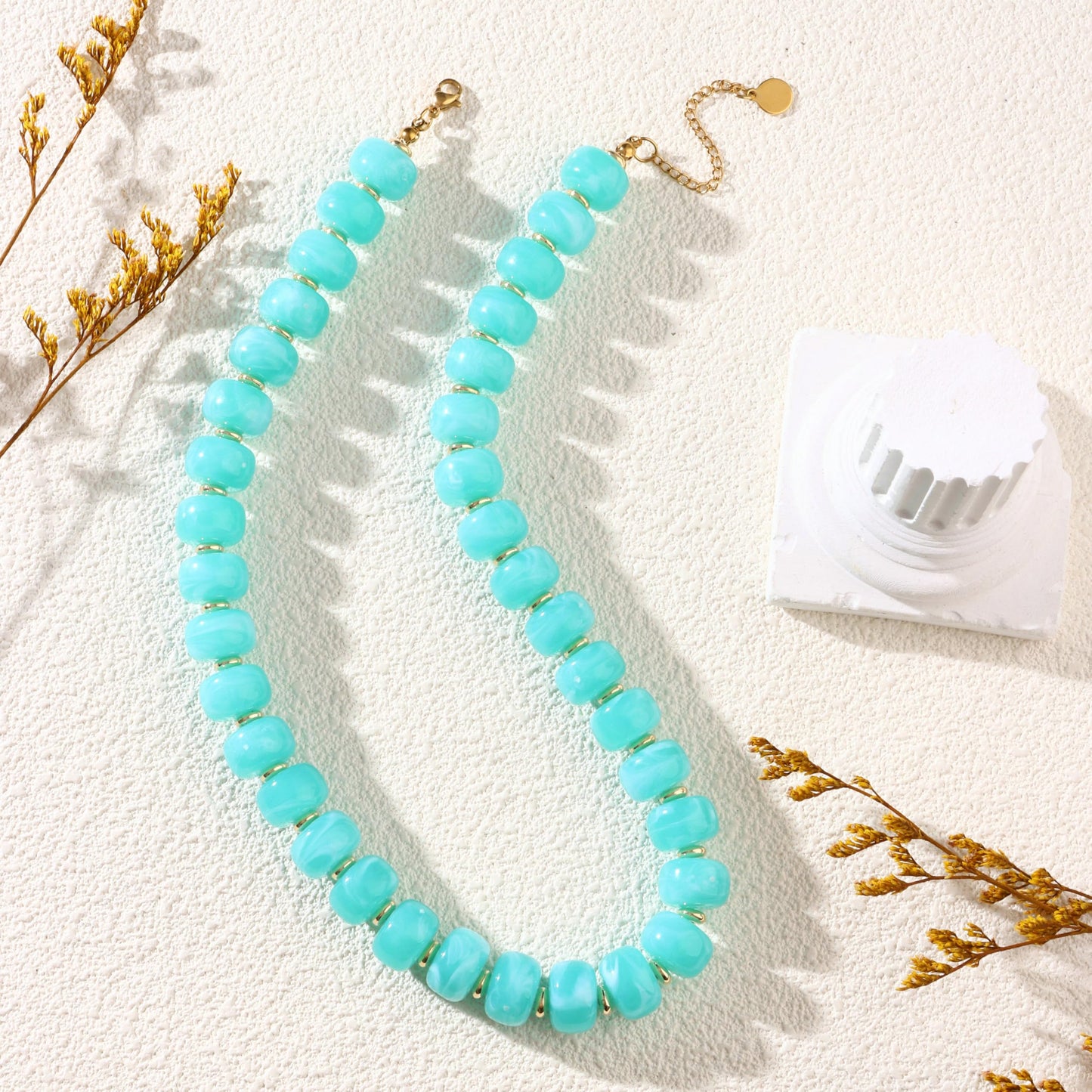 joymiao Chunky Beaded Necklace Boho Necklaces for Women Colorful Beaded Necklaces Gemstone Necklace Handmade Summer Beach Jewelry