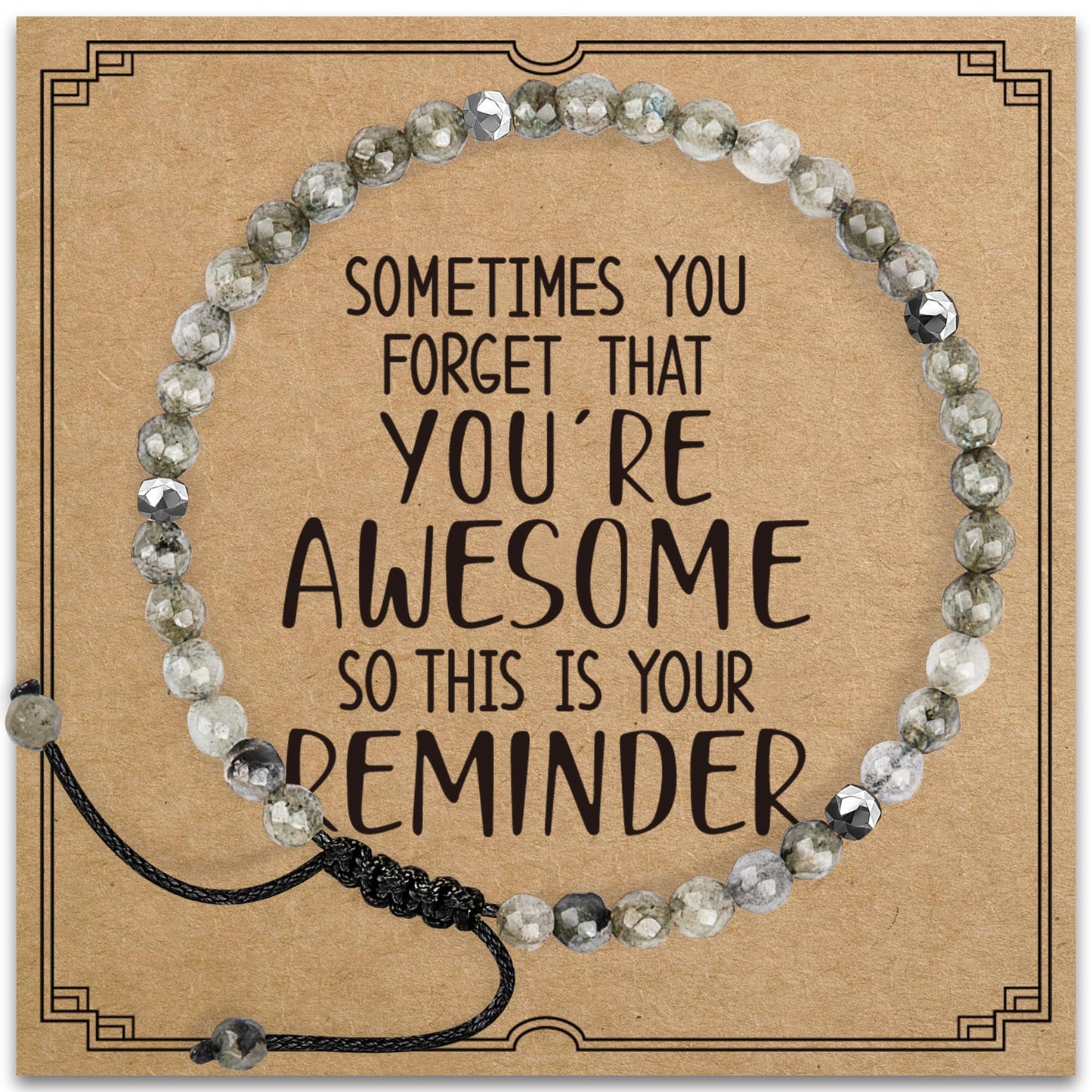 ZOKCC Sometimes You Forget You're Awesome Gifts Healing Natural Stone Beaded Bracelets Gift - Inspirational Gifts for Her Mom Friend Sister Women Bestie