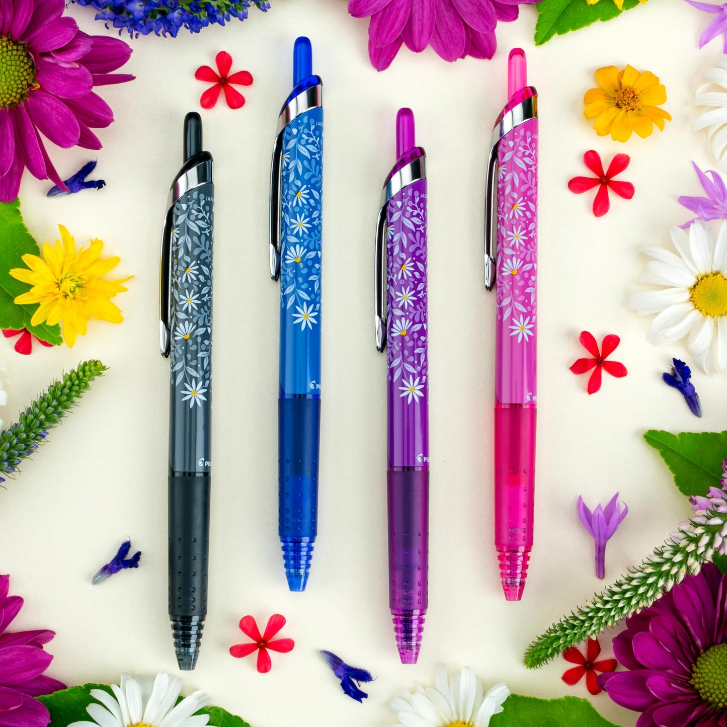 Pilot, Precise Premium Rolling Ball Pens, Floral Collection, Extra Fine Point 0.5 mm, 7 Pack, Ultra-Smooth Writing, Assorted Designs